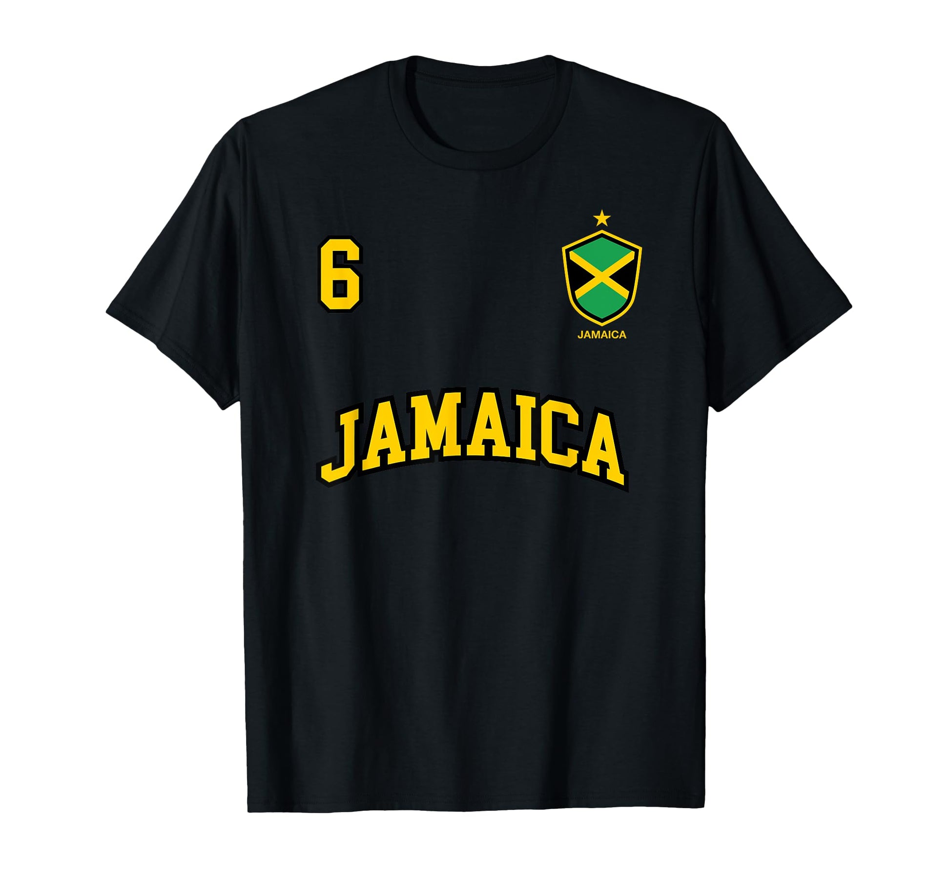 Jamaica Team Sports Number 6 Soccer T-Shirt - Custom Art Print Men Women - T-Shirt, Sweatshirt, Hoodie