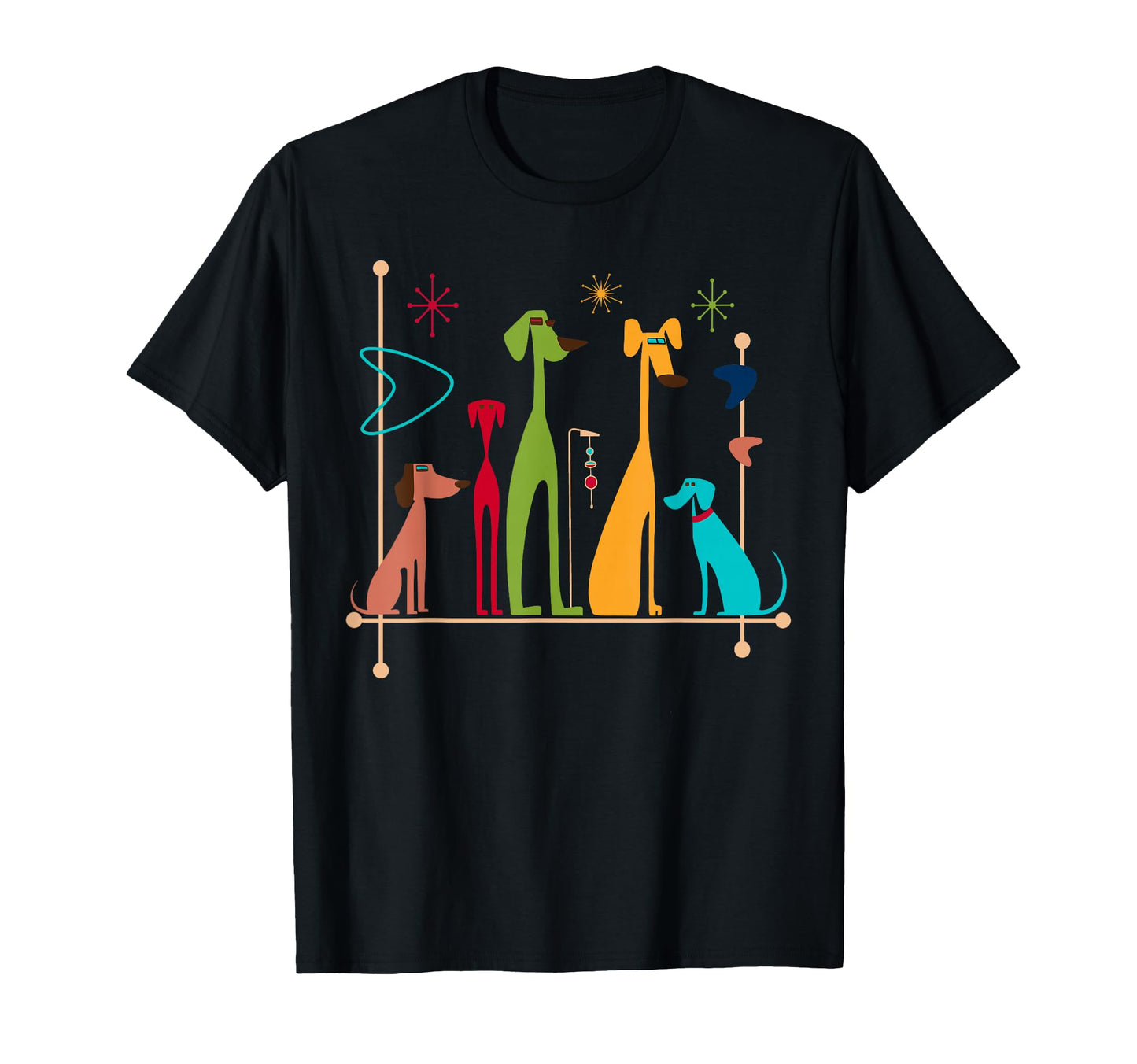 Mid Century Modern Dogs 50S 60S T-Shirt - Novelty Apparel Unisex - T-Shirt, Sweatshirt, Hoodie