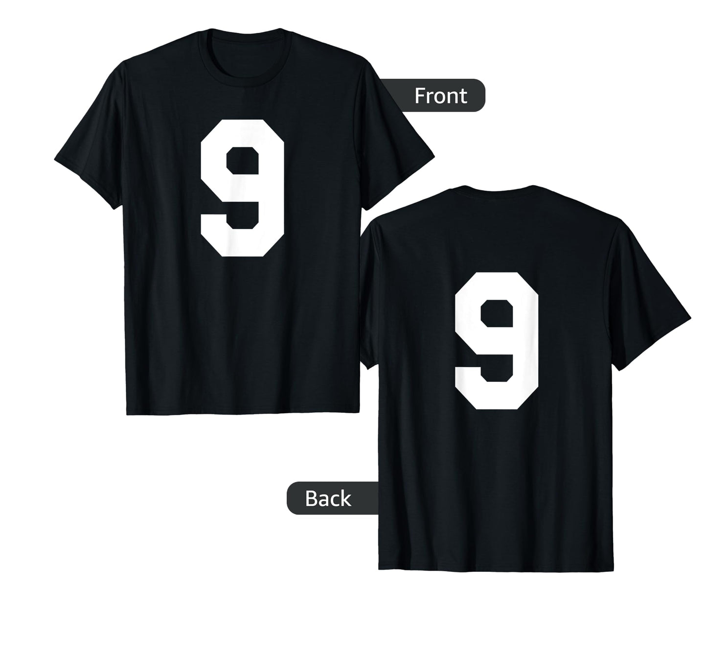 Number 9 Sports Jersey Front And Back T-Shirt - Novelty Apparel for Adults - T-Shirt, Sweatshirt, Hoodie