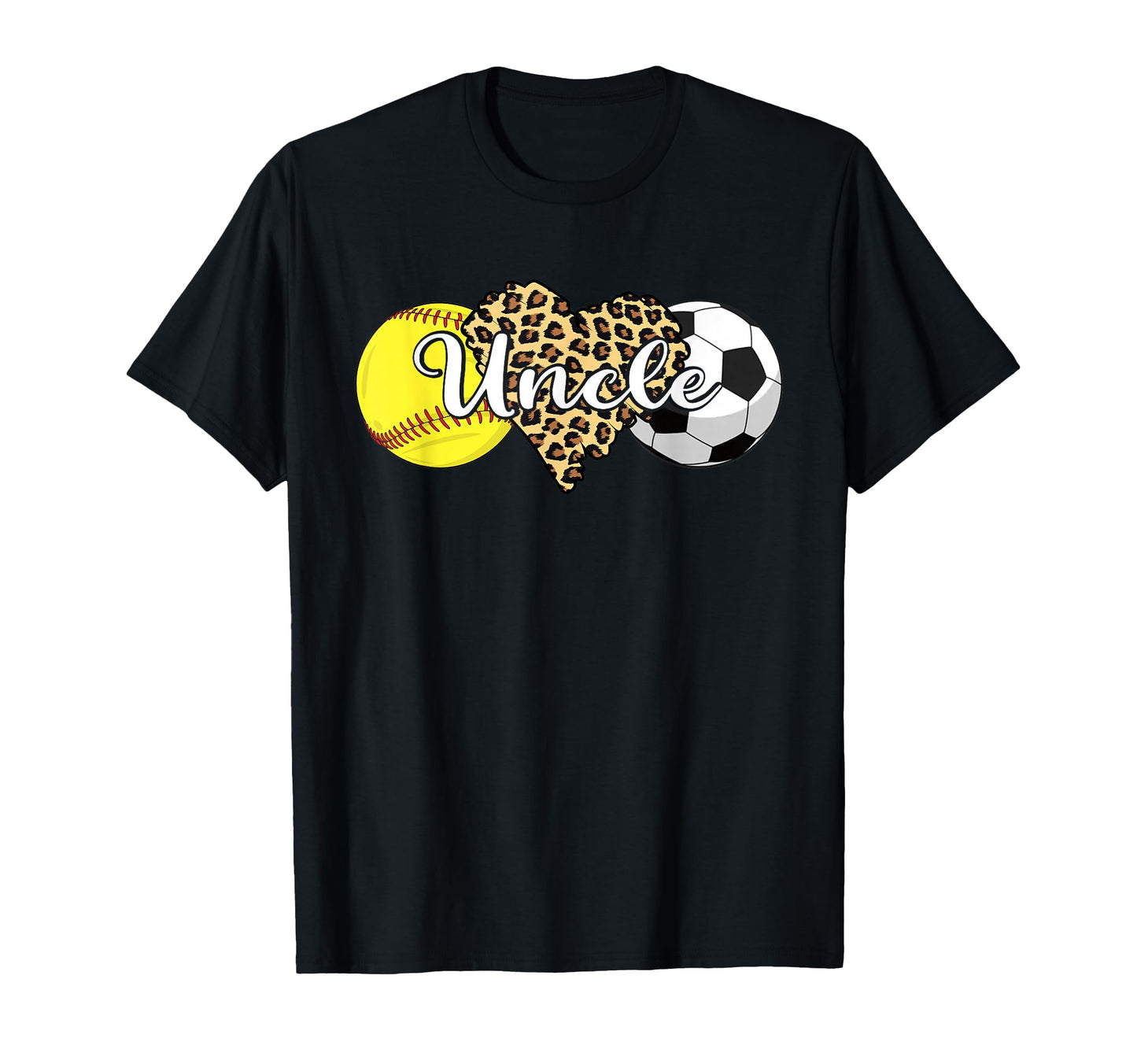 Uncle Softball Soccer Leopard Heart T-Shirt - Fun Novelty Design Unisex - T-Shirt, Sweatshirt, Hoodie