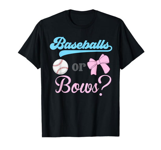Baseball Or Bows Gender Reveal Party T-Shirt - Trendy Graphic for Adults - T-Shirt, Sweatshirt, Hoodie