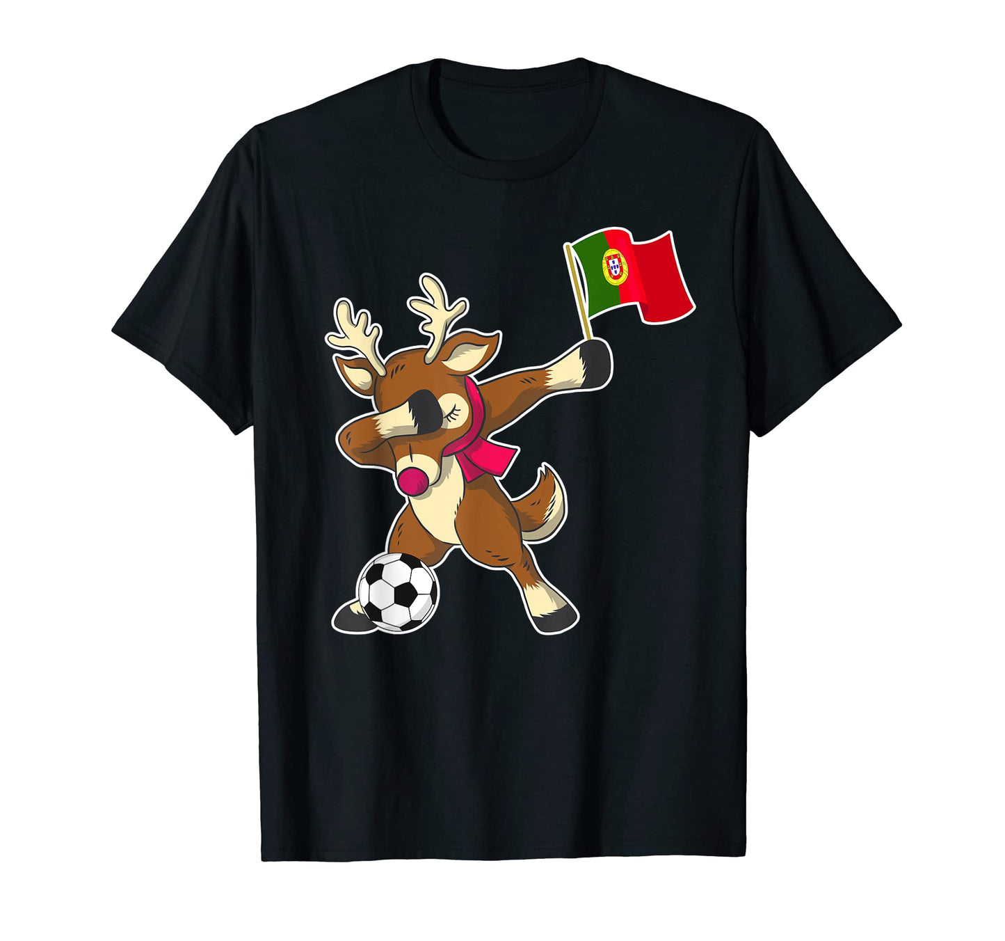 Soccer Portuguese Flag Reindeer T-Shirt - Trendy Graphic for Adults - T-Shirt, Sweatshirt, Hoodie