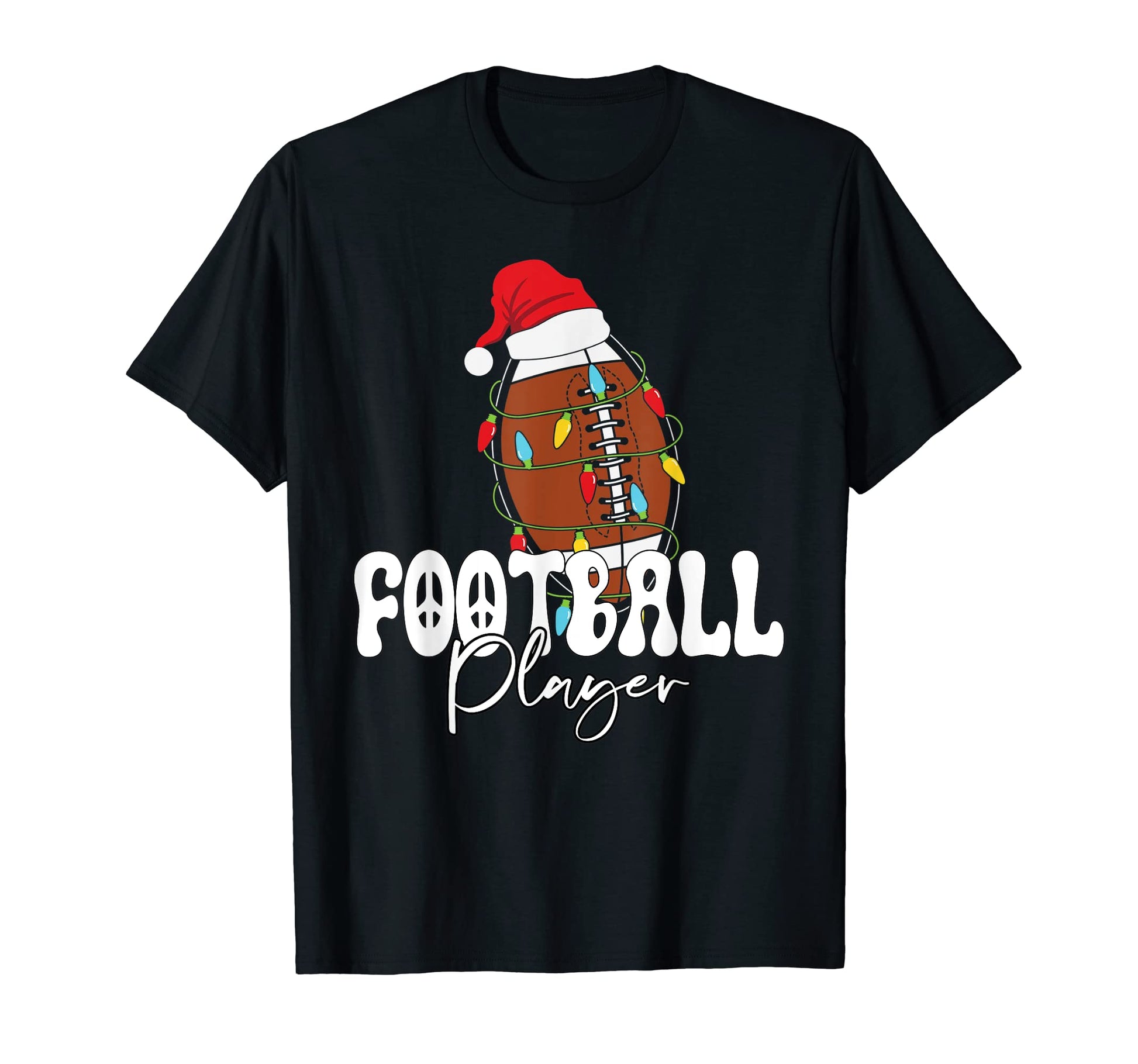 Funny Santas Hat Football Player T-Shirt - Aesthetic Graphic for Adults - T-Shirt, Sweatshirt, Hoodie
