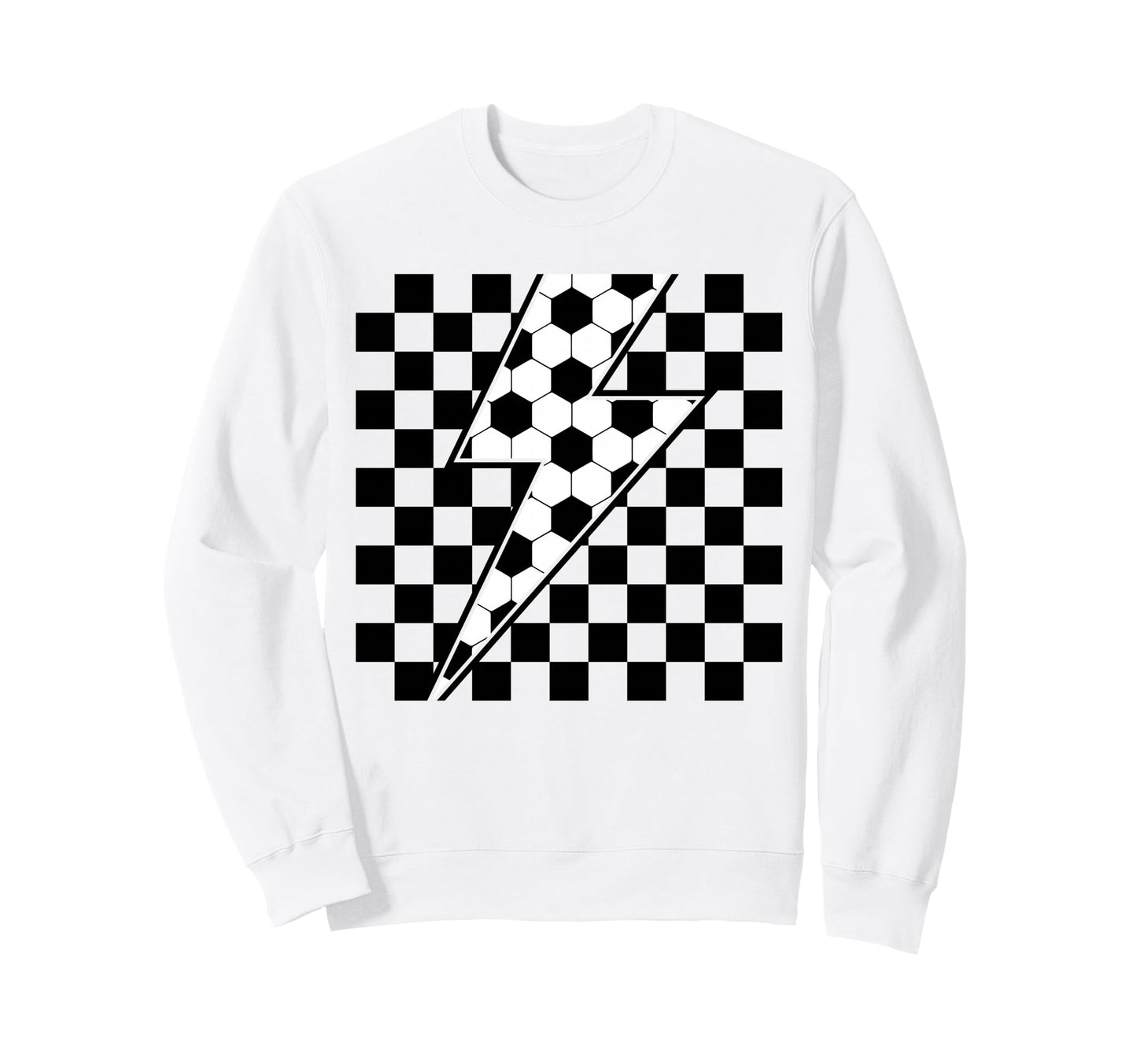 Lightning Bolt Checkered Aesthetic Sweatshirt - Unique Graphic for Adults - T-Shirt, Sweatshirt, Hoodie