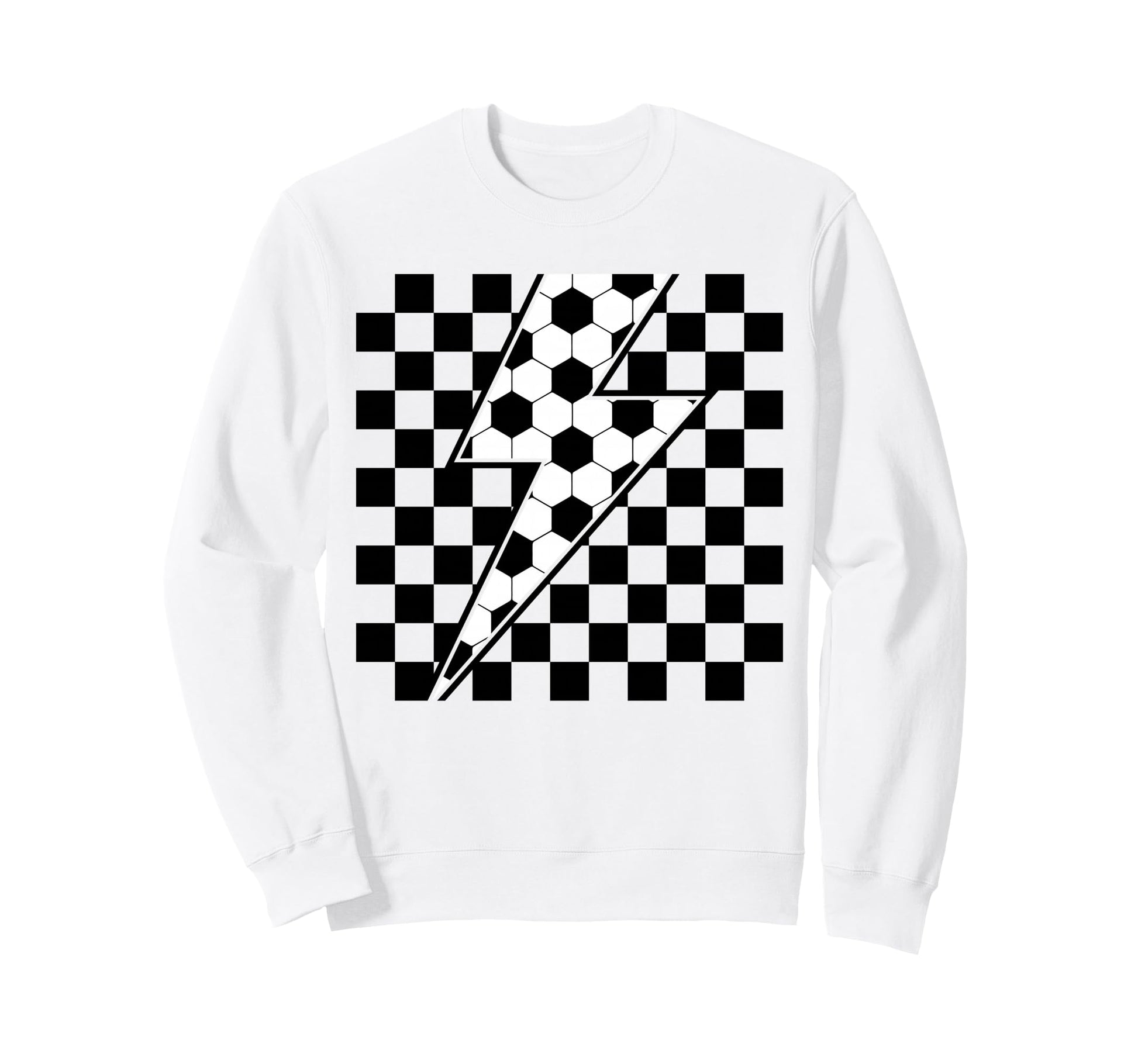 Lightning Bolt Checkered Aesthetic Sweatshirt - Unique Graphic for Adults - T-Shirt, Sweatshirt, Hoodie