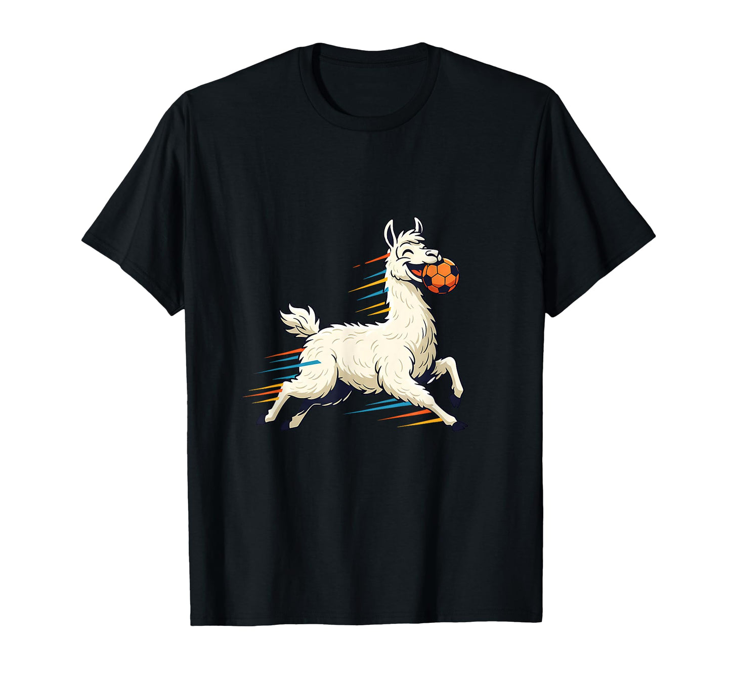 Soccer Llama Cartoon Running Football T-Shirt - Novelty Apparel for Adults - T-Shirt, Sweatshirt, Hoodie