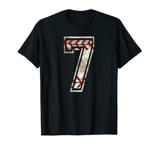 Baseball Jersey Number 7 Distressed T-Shirt - Aesthetic Graphic for Adults - T-Shirt, Sweatshirt, Hoodie
