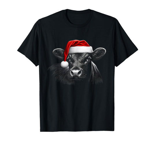 Angus Rancher Hat Cow Santa Hat T-Shirt - Fun Novelty Design Men Women - T-Shirt, Sweatshirt, Hoodie