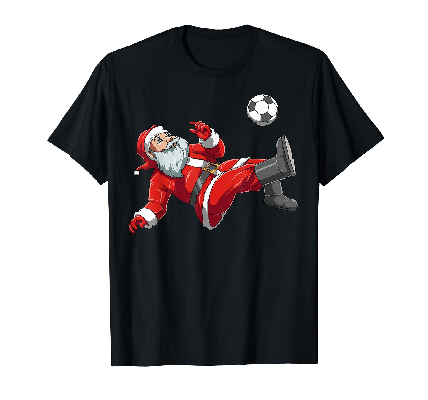 Santa Playing Soccer Themed Soccer T-Shirt - Minimalist Print Unisex - T-Shirt, Sweatshirt, Hoodie