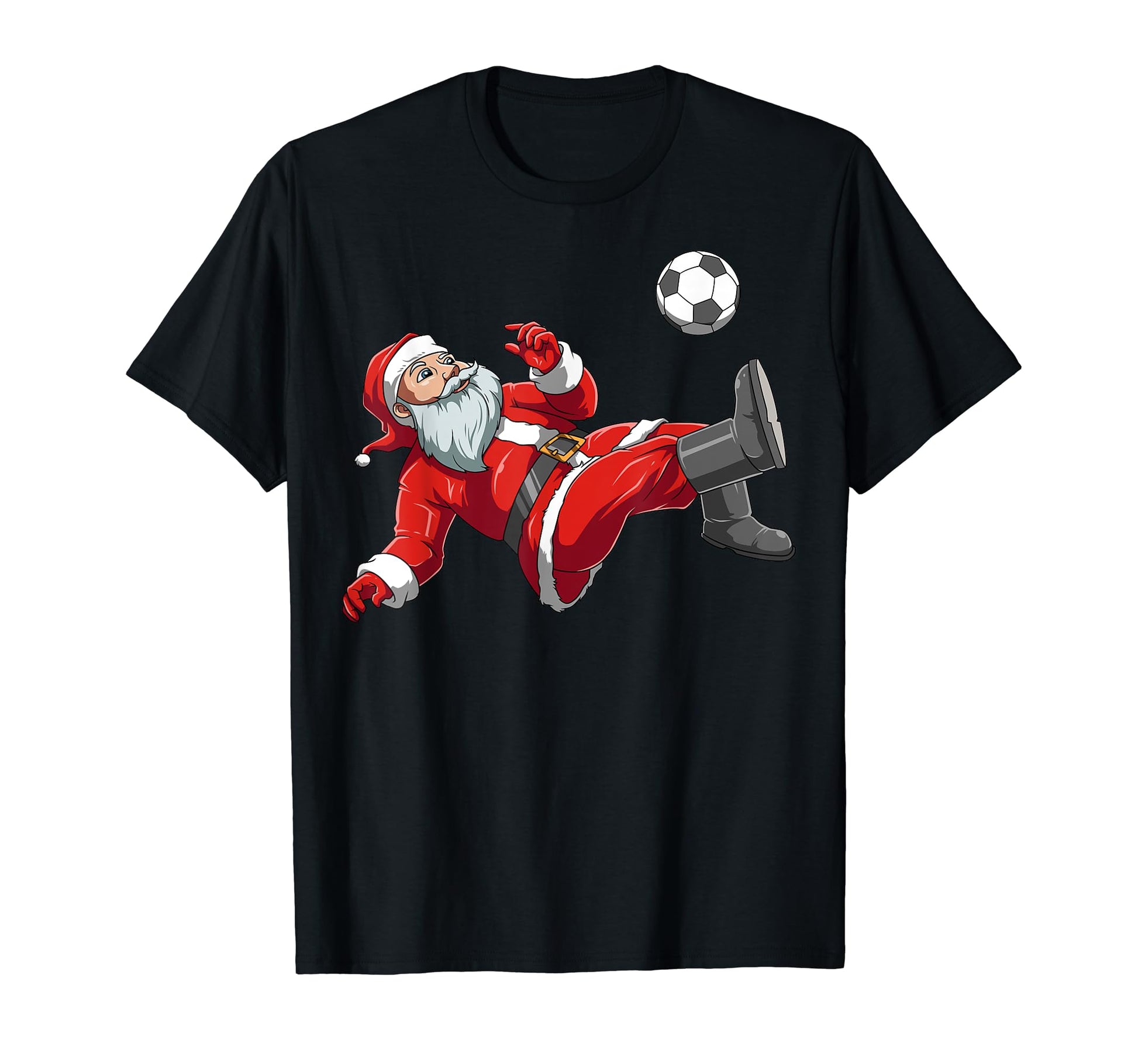Santa Playing Soccer Themed Soccer T-Shirt - Minimalist Print Unisex - T-Shirt, Sweatshirt, Hoodie