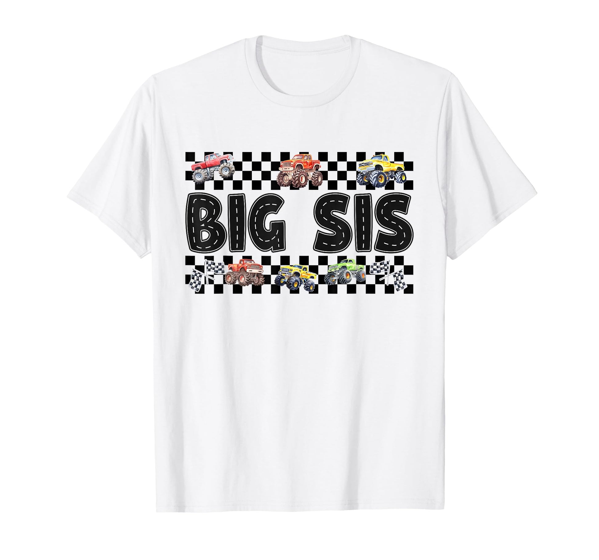 Big Sis Monster Truck Family Crew T-Shirt - Novelty Apparel for Adults - T-Shirt, Sweatshirt, Hoodie