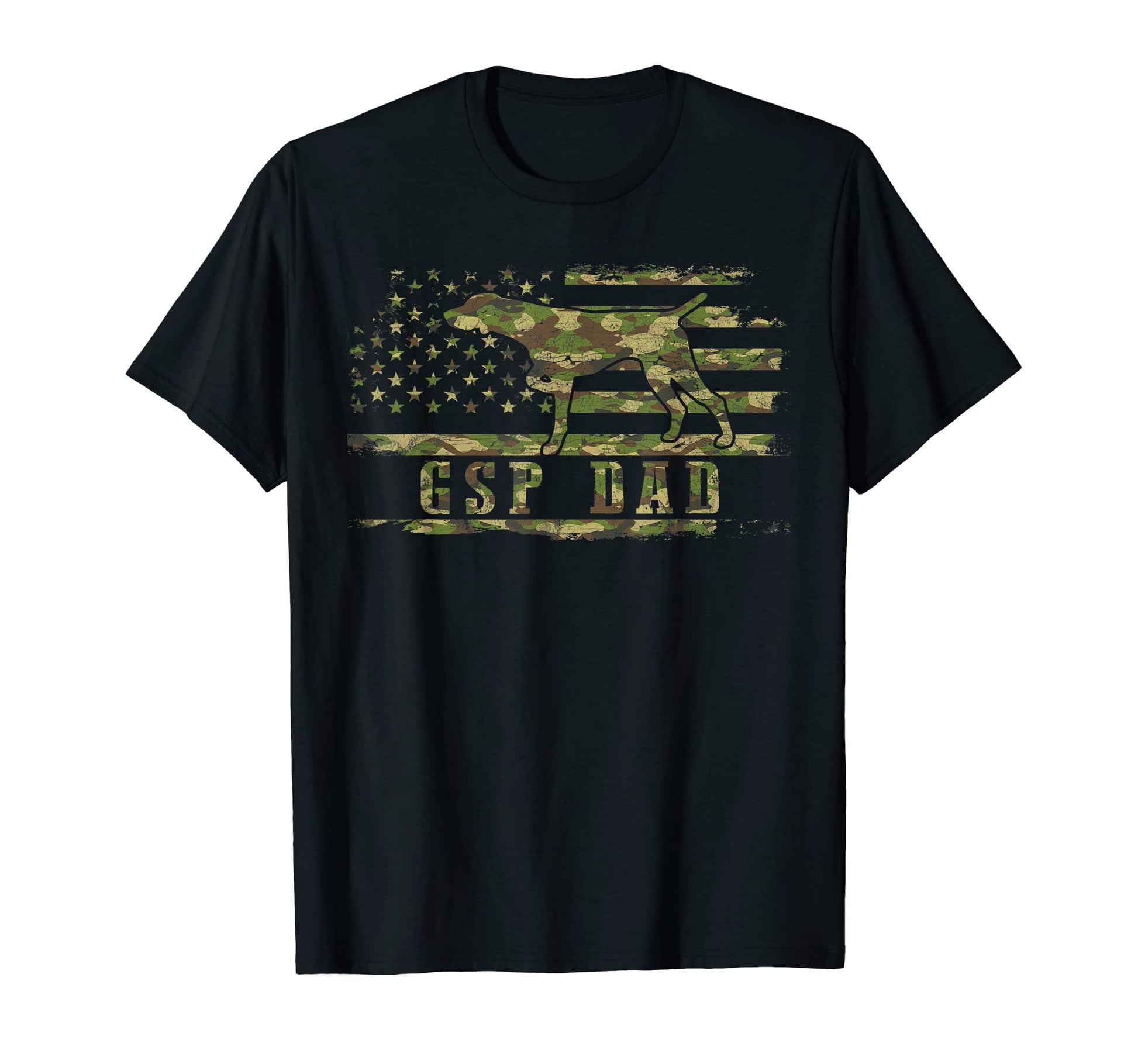 Mens Gsp Dad Camo American Flag German T-Shirt - Unique Graphic for Adults - T-Shirt, Sweatshirt, Hoodie
