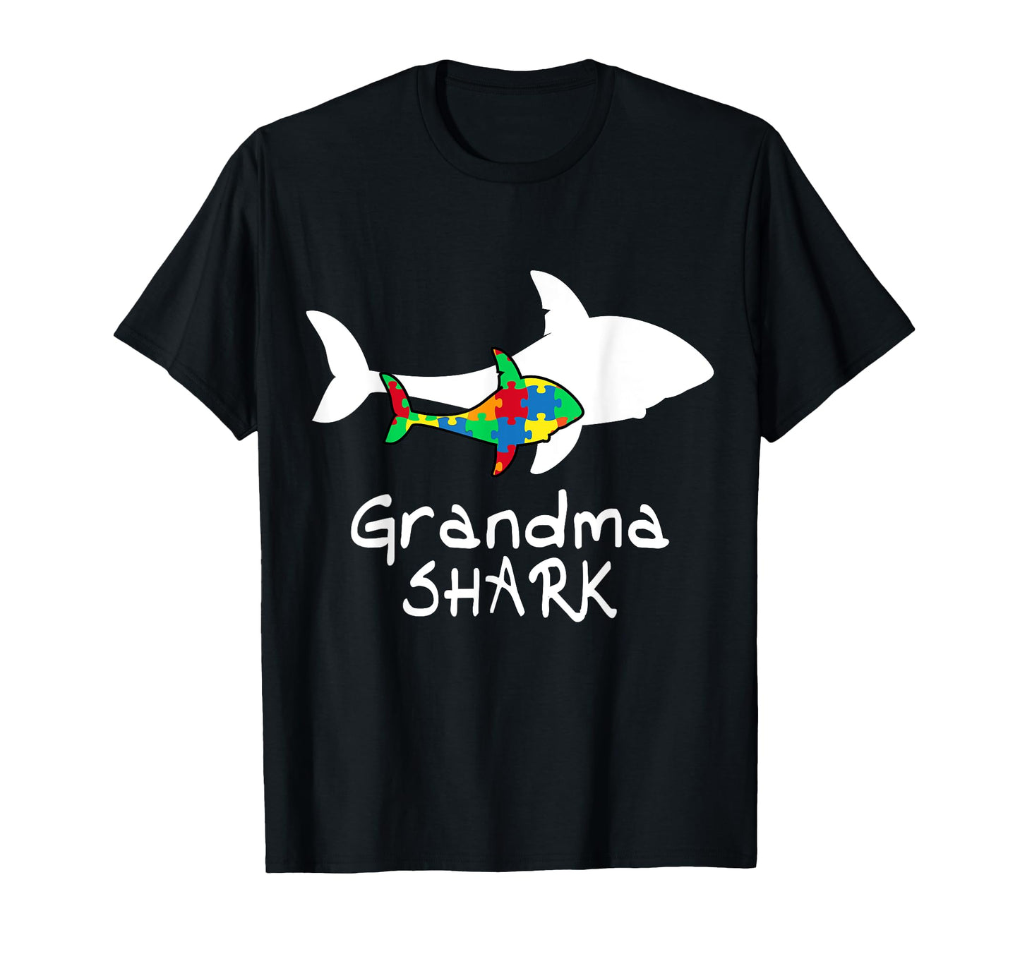 Grandma Shark Puzzle Piece Autism T-Shirt - Minimalist Print for Adults - T-Shirt, Sweatshirt, Hoodie