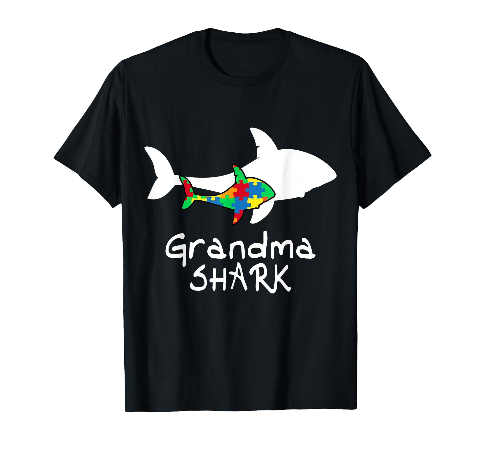 Grandma Shark Puzzle Piece Autism T-Shirt - Minimalist Print for Adults - T-Shirt, Sweatshirt, Hoodie