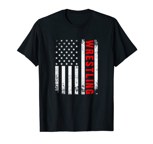American Flag Wrestling Patriotic Wrestle T-Shirt - Trendy Graphic Unisex - T-Shirt, Sweatshirt, Hoodie