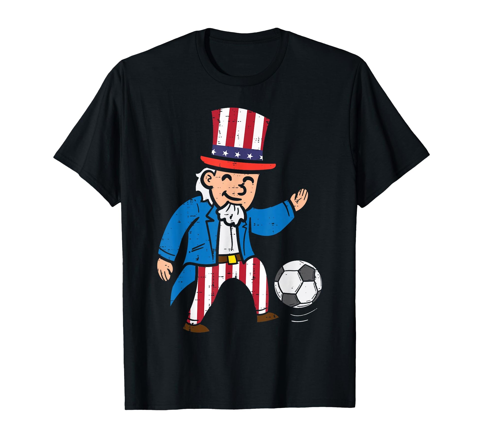 Uncle Sam Playing Soccer Football 4Th T-Shirt - Custom Art Print Unisex - T-Shirt, Sweatshirt, Hoodie