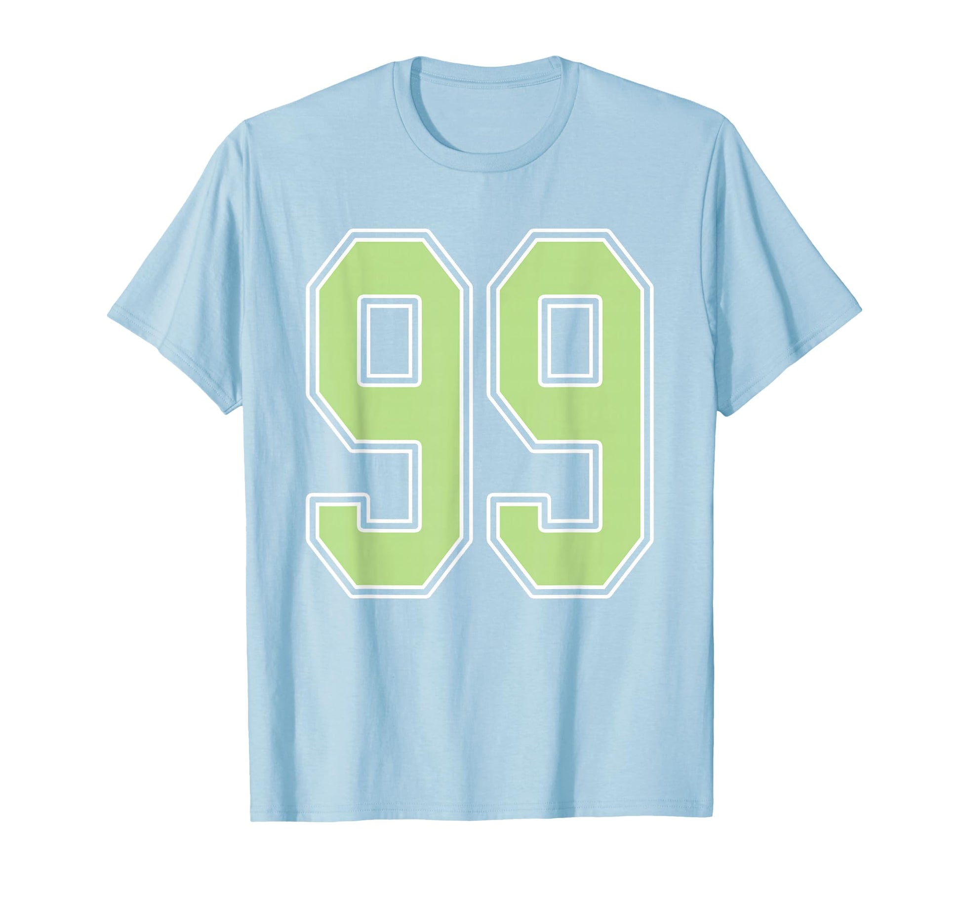 Sage Green And White Number 99 Jersey T-Shirt - Trendy Graphic for Adults - T-Shirt, Sweatshirt, Hoodie