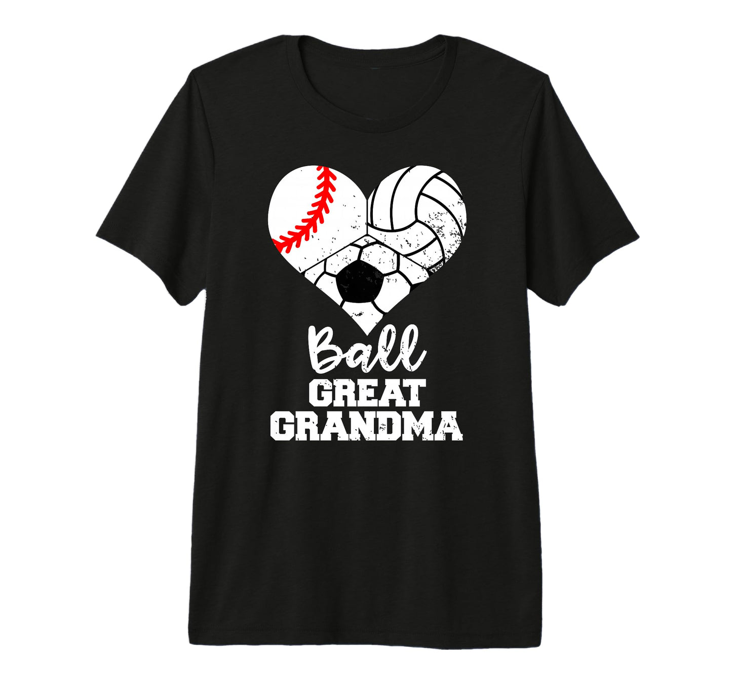 Ball Great Grandma Heart Baseball T-Shirt - Unique Graphic for Adults - T-Shirt, Sweatshirt, Hoodie