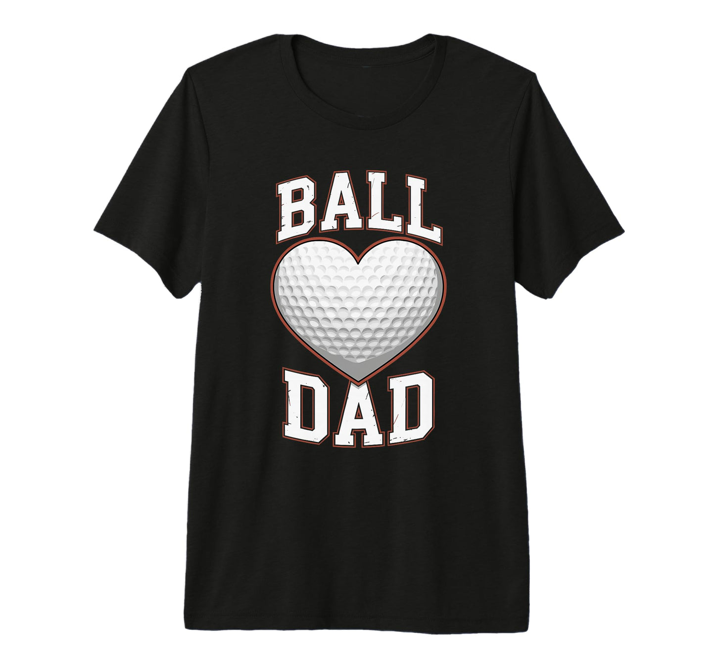 Mens Ball Dad Heart Golf Ball T-Shirt - Custom Art Print for Adults - T-Shirt, Sweatshirt, Hoodie
