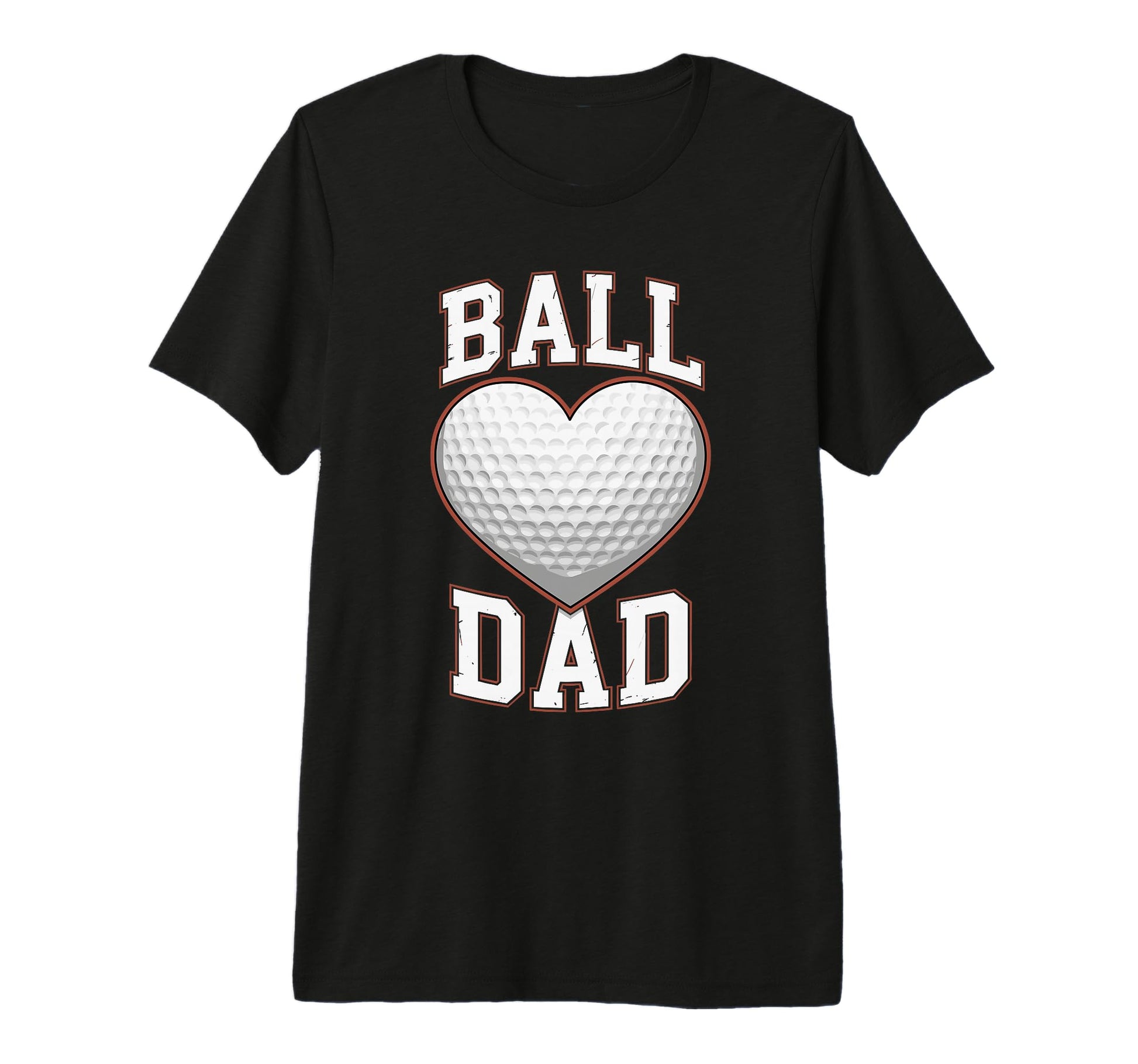 Mens Ball Dad Heart Golf Ball T-Shirt - Custom Art Print for Adults - T-Shirt, Sweatshirt, Hoodie