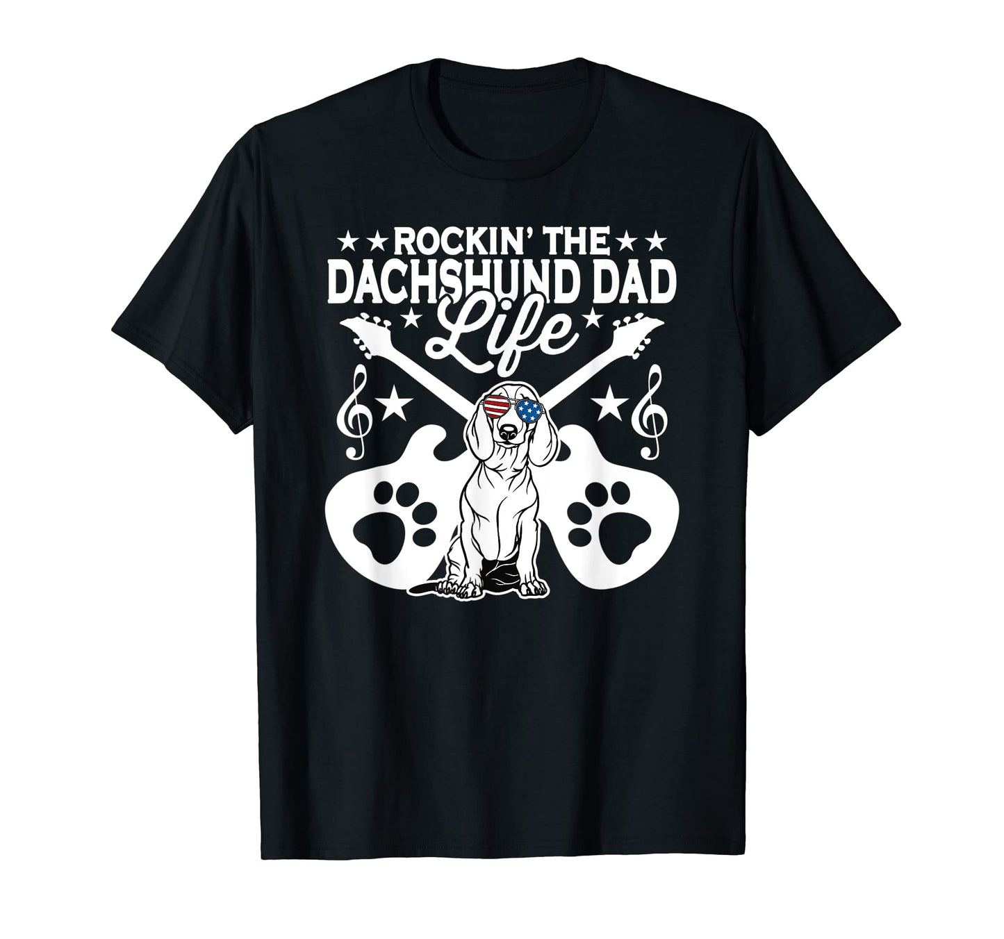 Rockin Dachshund Dad Life Dog Lover T-Shirt - Aesthetic Graphic Men Women - T-Shirt, Sweatshirt, Hoodie