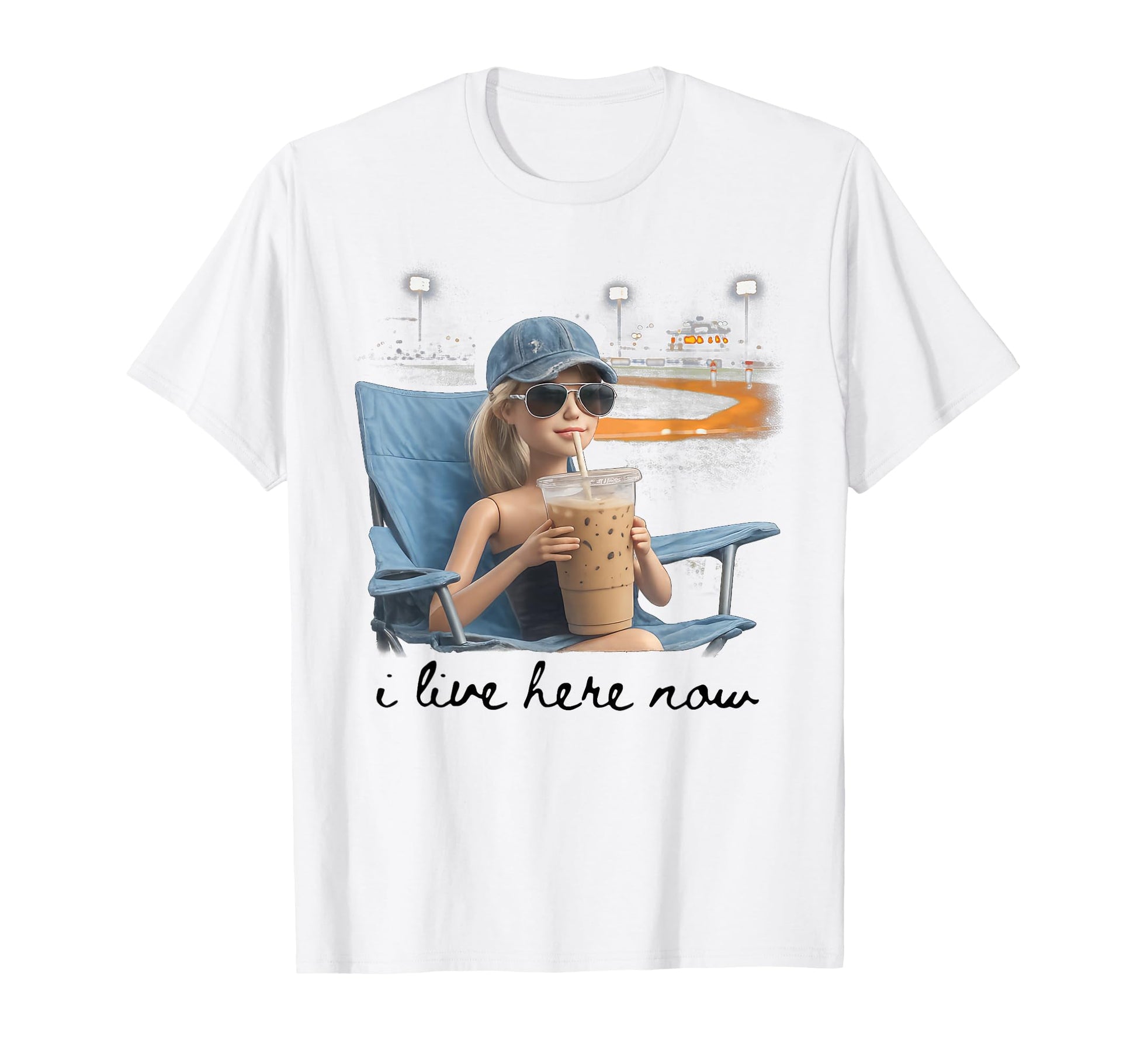 I Live Here Now Funny Ballfield T-Shirt - Minimalist Print Men Women - T-Shirt, Sweatshirt, Hoodie