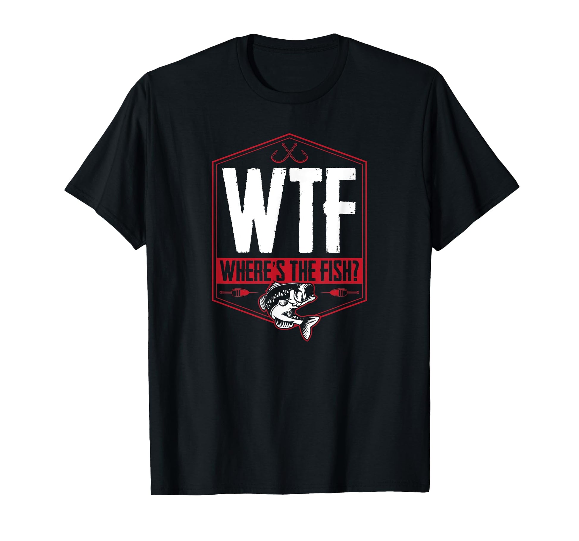 Wtf Wheres Fish Large Mouth Bass Fishing T-Shirt - Graphic Print Unisex - T-Shirt, Sweatshirt, Hoodie