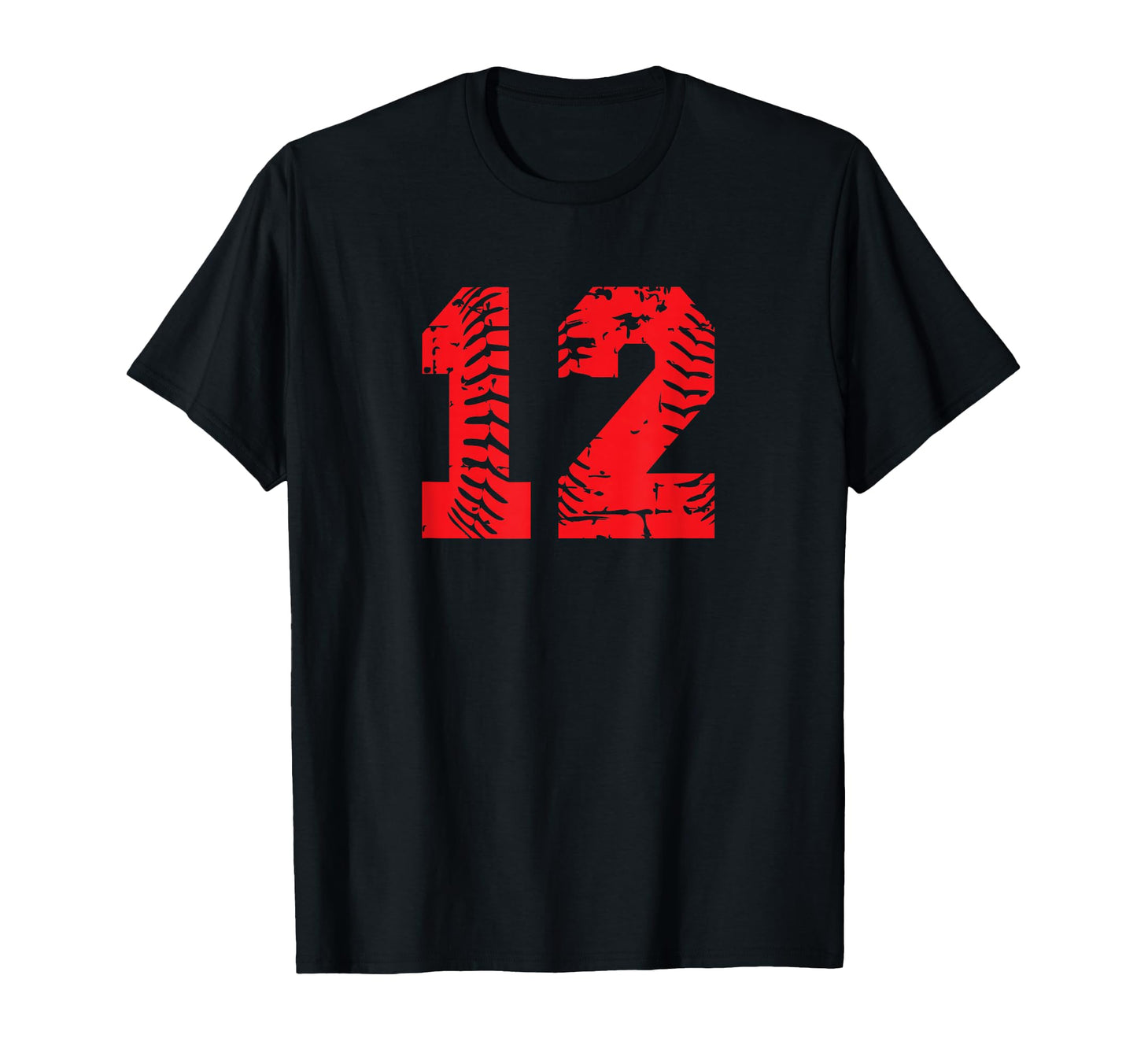 Red Baseball Softball Number 12 T-Shirt - Aesthetic Graphic Men Women - T-Shirt, Sweatshirt, Hoodie