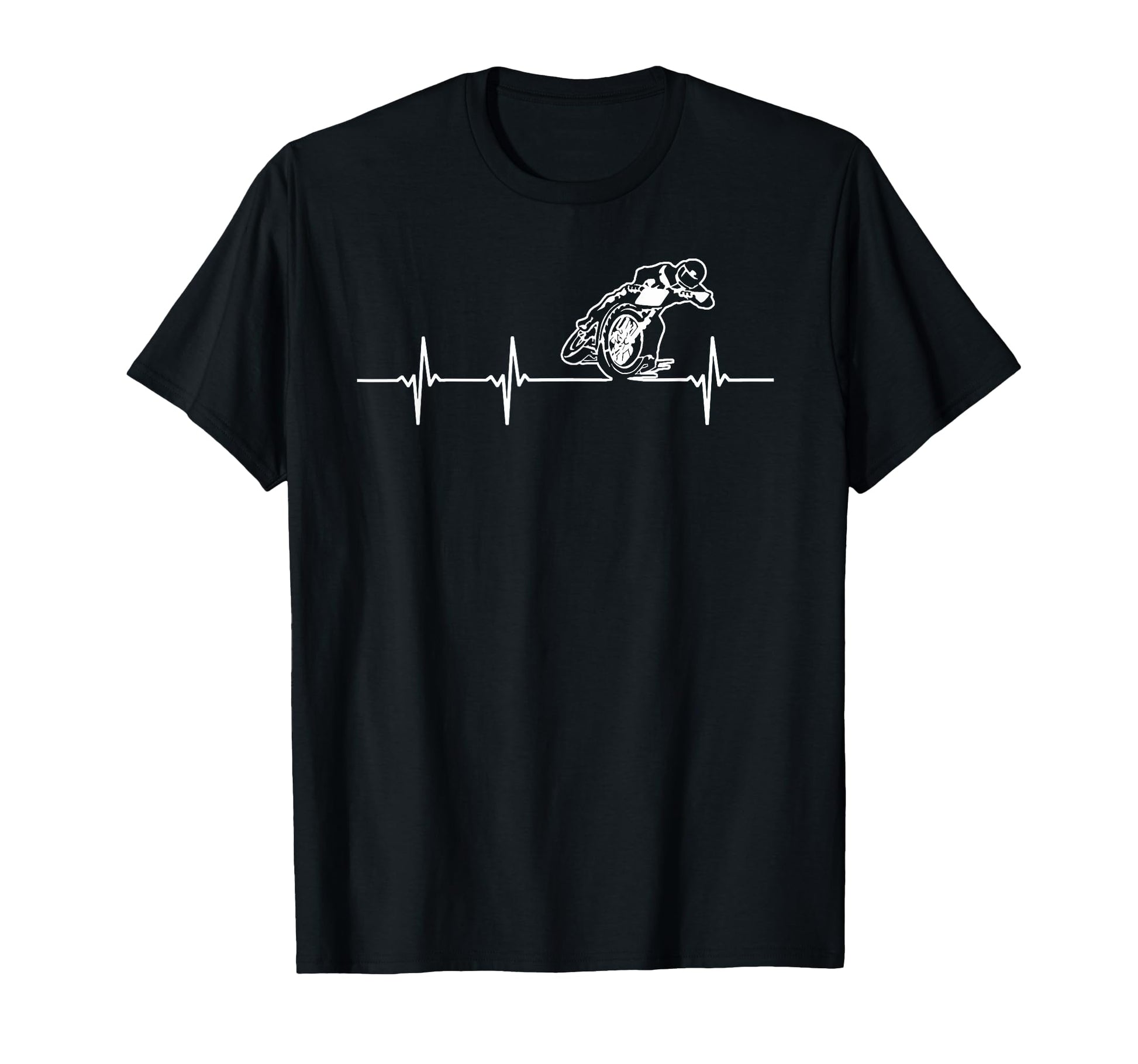 Flat Track Motorcycle Heartbeat Racing T-Shirt - Minimalist Print Unisex - T-Shirt, Sweatshirt, Hoodie