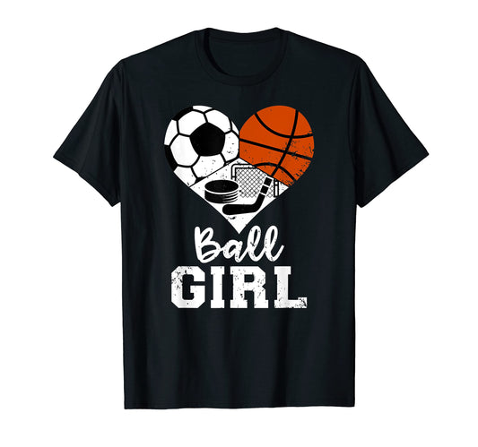 Ball Heart Soccer Basketball Hockey T-Shirt - Aesthetic Graphic for Adults - T-Shirt, Sweatshirt, Hoodie
