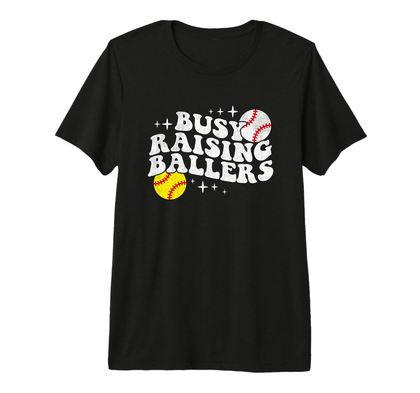 Busy Raising Ballers Softball Baseball T-Shirt - Trendy Graphic for Adults - T-Shirt, Sweatshirt, Hoodie