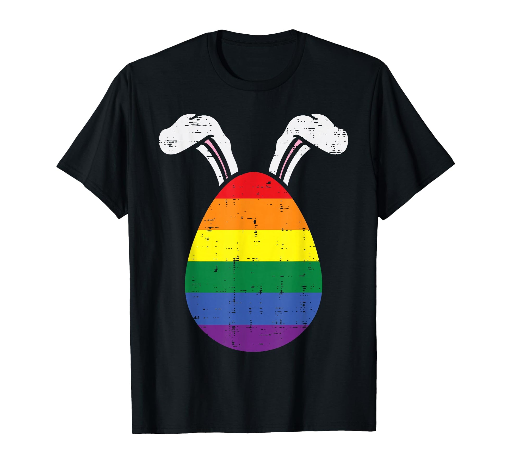 Rainbow Flag Egg Bunny Ears Gay Pride T-Shirt - Novelty Apparel for Adults - T-Shirt, Sweatshirt, Hoodie