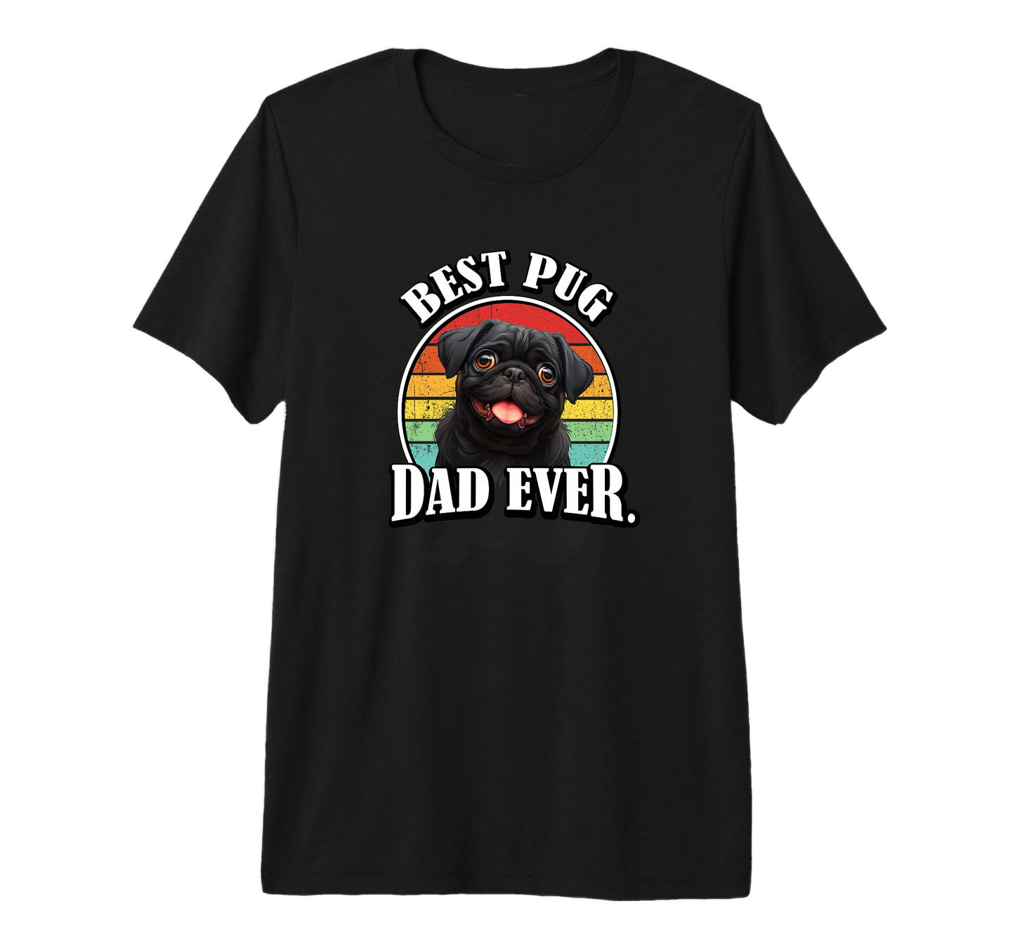 Funny Mens Best Dad Black Pug Lover T-Shirt - Custom Art Print for Adults - T-Shirt, Sweatshirt, Hoodie