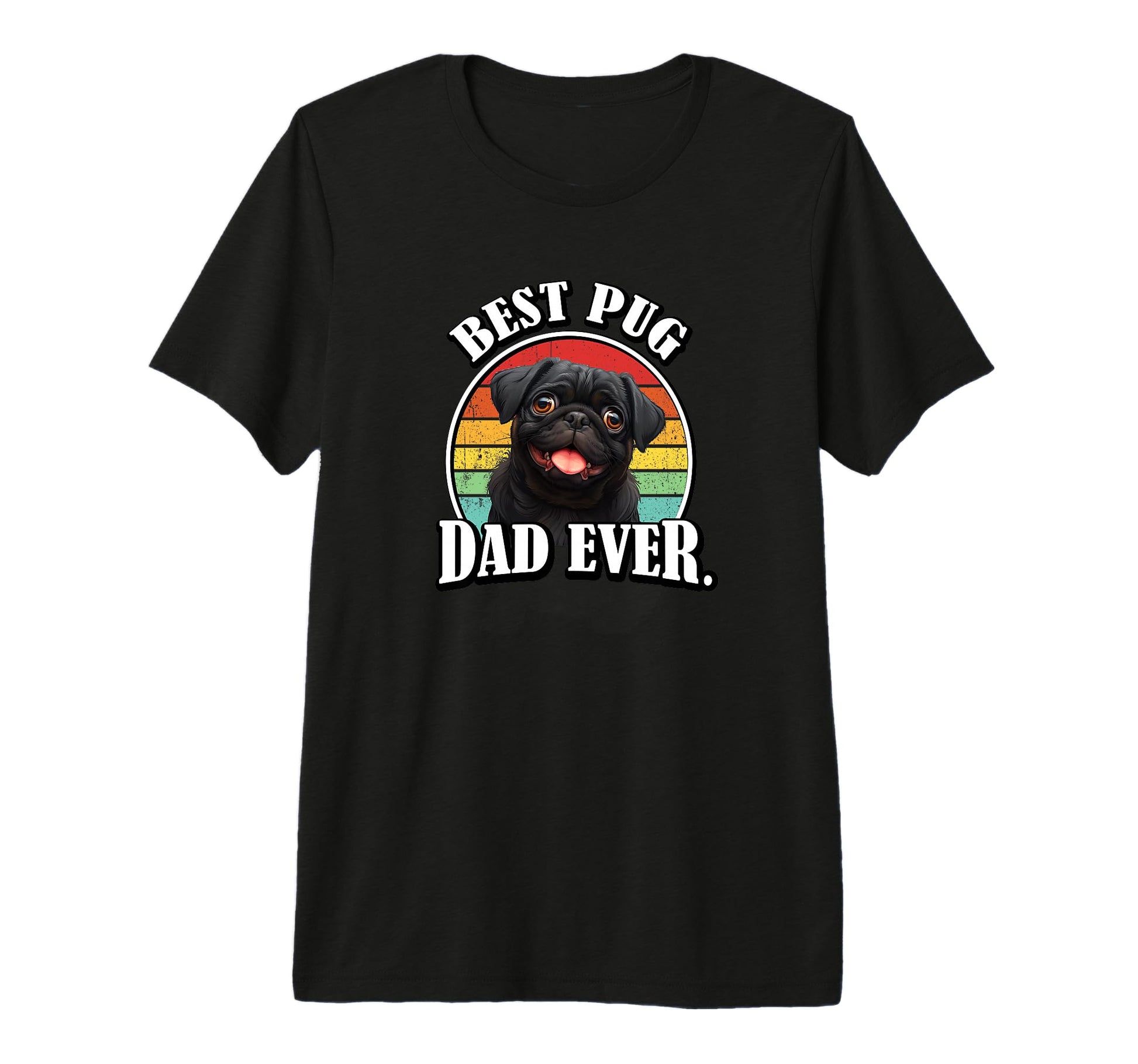 Funny Mens Best Dad Black Pug Lover T-Shirt - Custom Art Print for Adults - T-Shirt, Sweatshirt, Hoodie