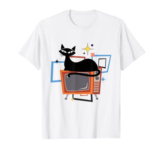 Atomic Age Mid Century Cat Tv Modern T-Shirt - Streetwear Style Men Women - T-Shirt, Sweatshirt, Hoodie