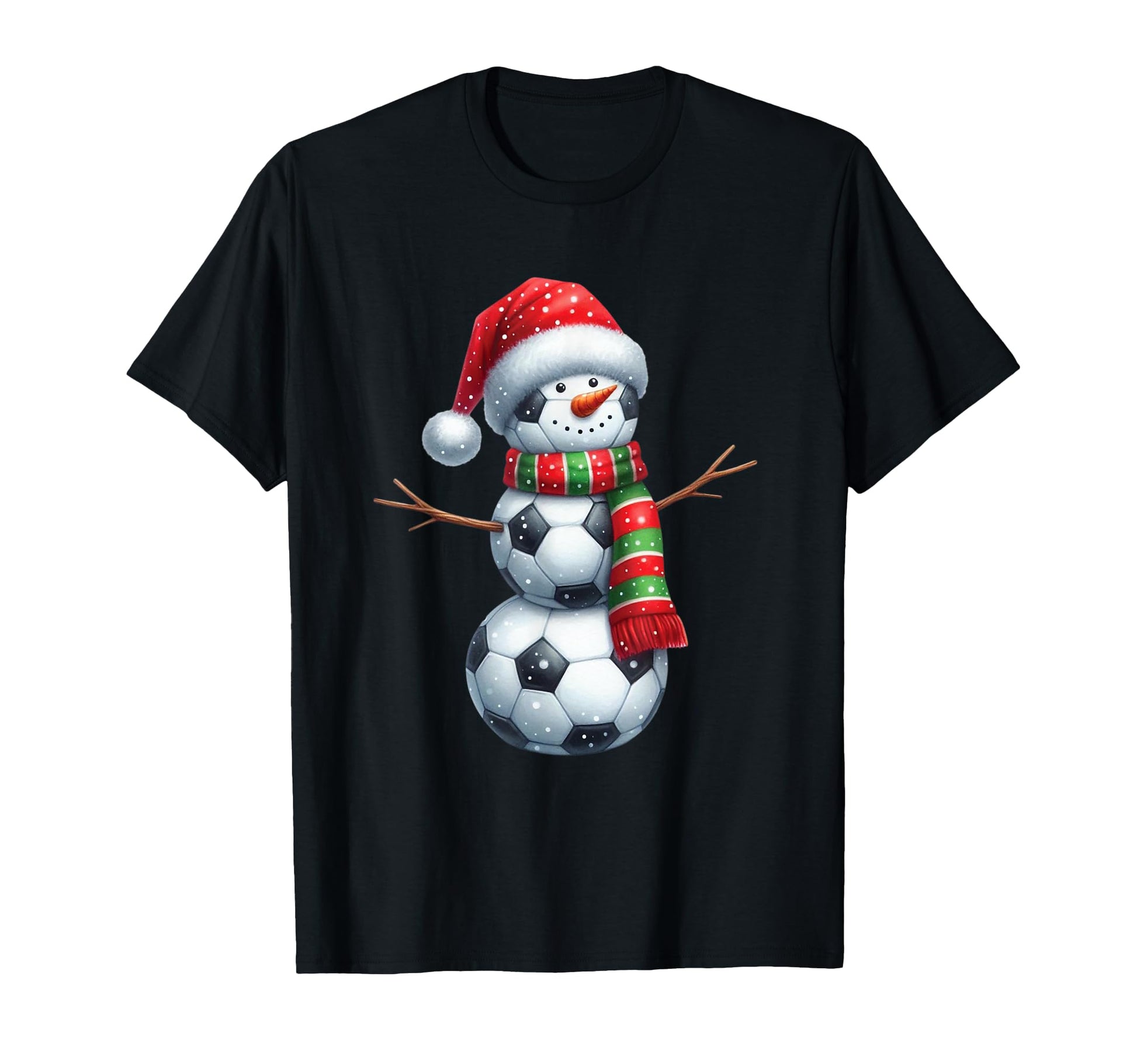 Funny Soccer Balls Snowman T-Shirt - Casual Everyday Wear Unisex - T-Shirt, Sweatshirt, Hoodie