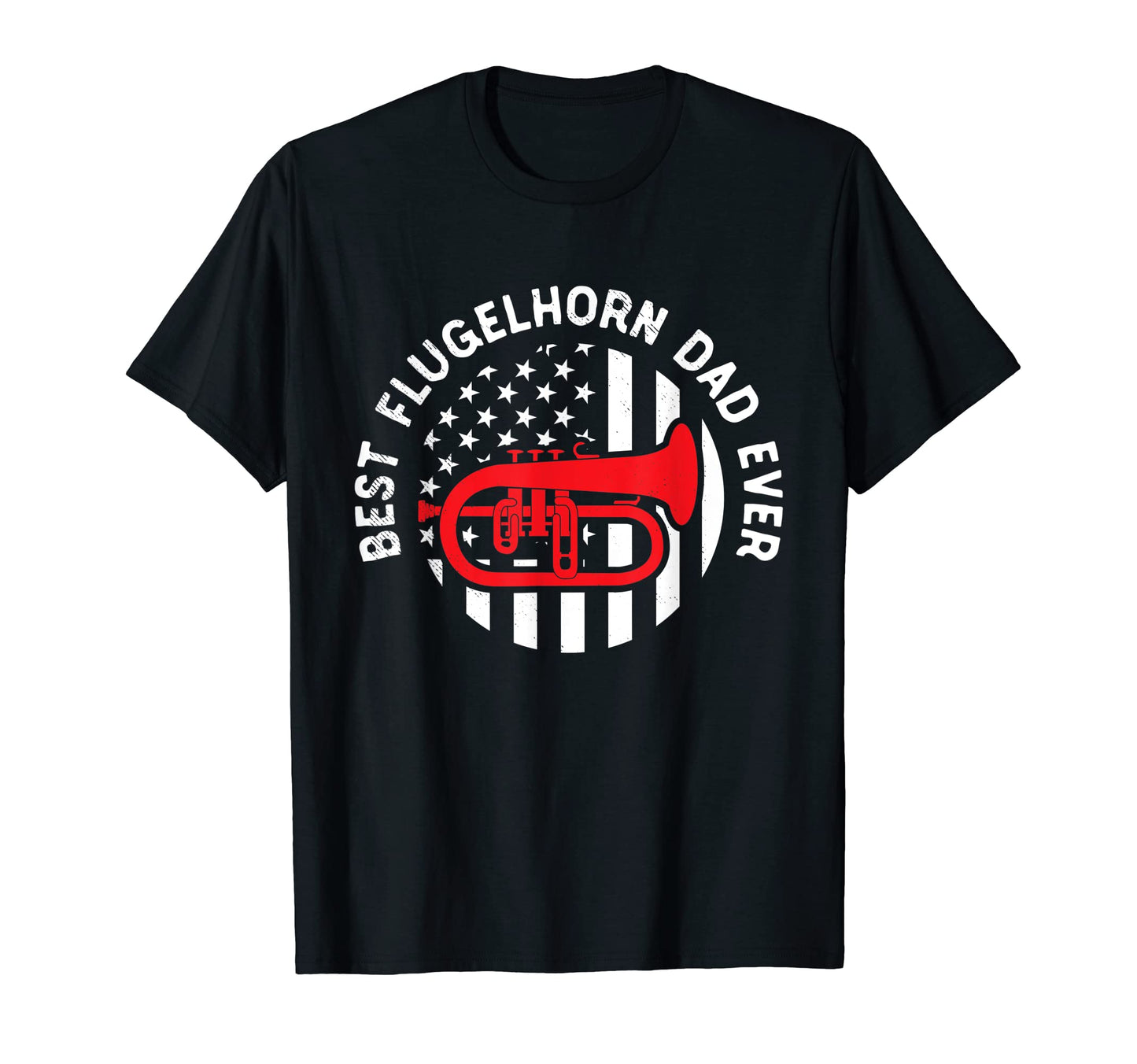 Flugelhorn Musician Best Dad Usa Flag Theme T-Shirt - Graphic Print Unisex - T-Shirt, Sweatshirt, Hoodie