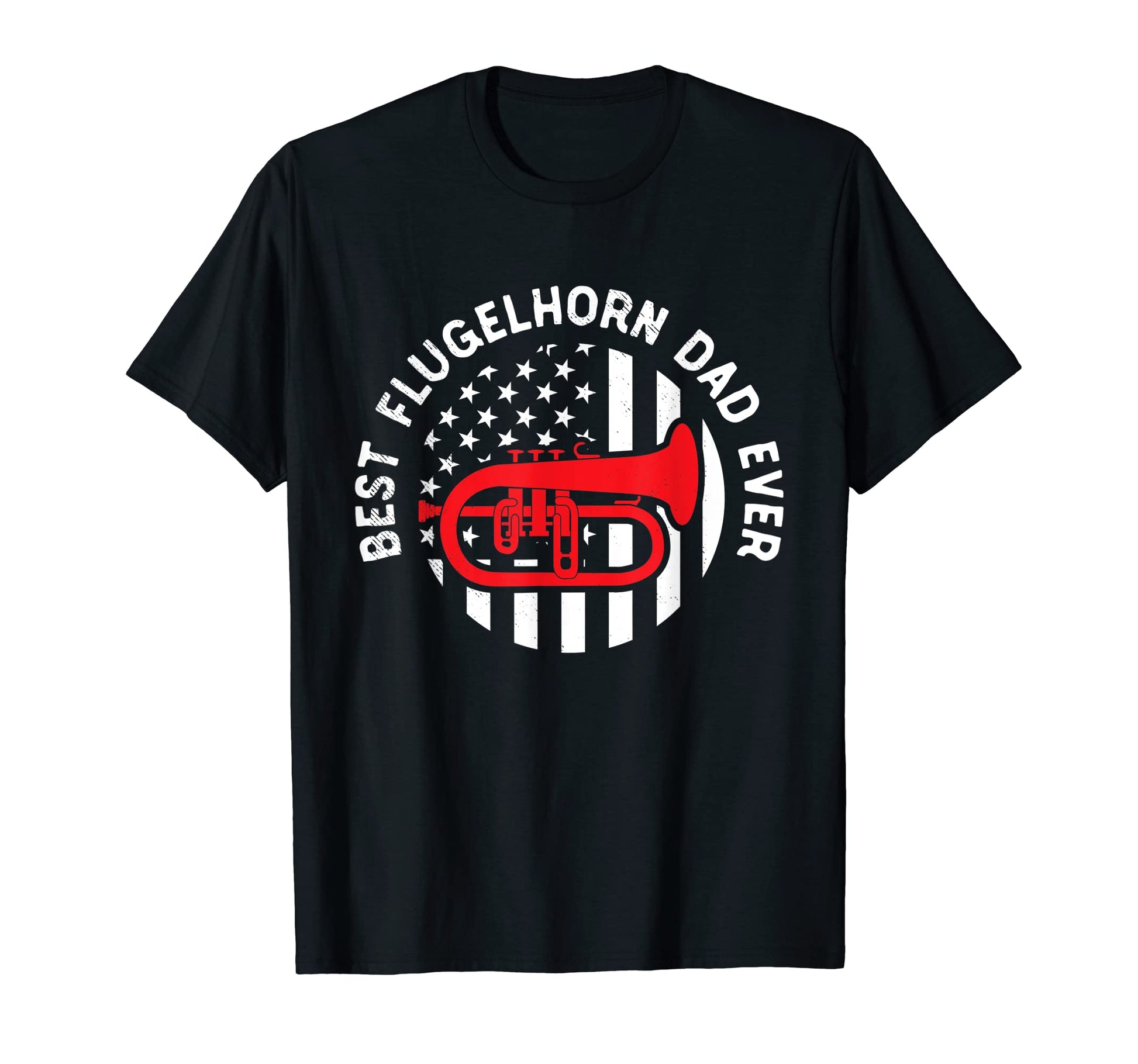 Flugelhorn Musician Best Dad Usa Flag Theme T-Shirt - Graphic Print Unisex - T-Shirt, Sweatshirt, Hoodie