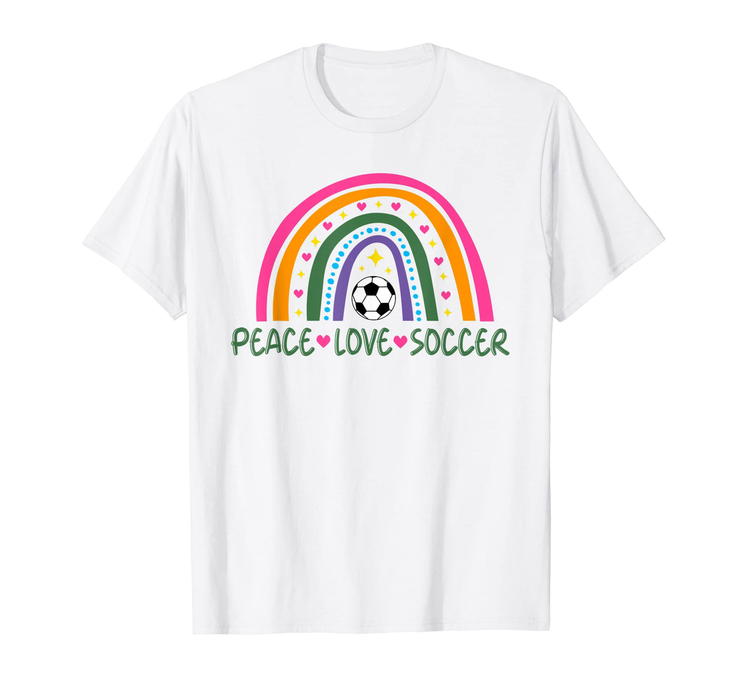 Peace Love Soccer Player Rainbow Teen T-Shirt - Aesthetic Graphic Unisex - T-Shirt, Sweatshirt, Hoodie