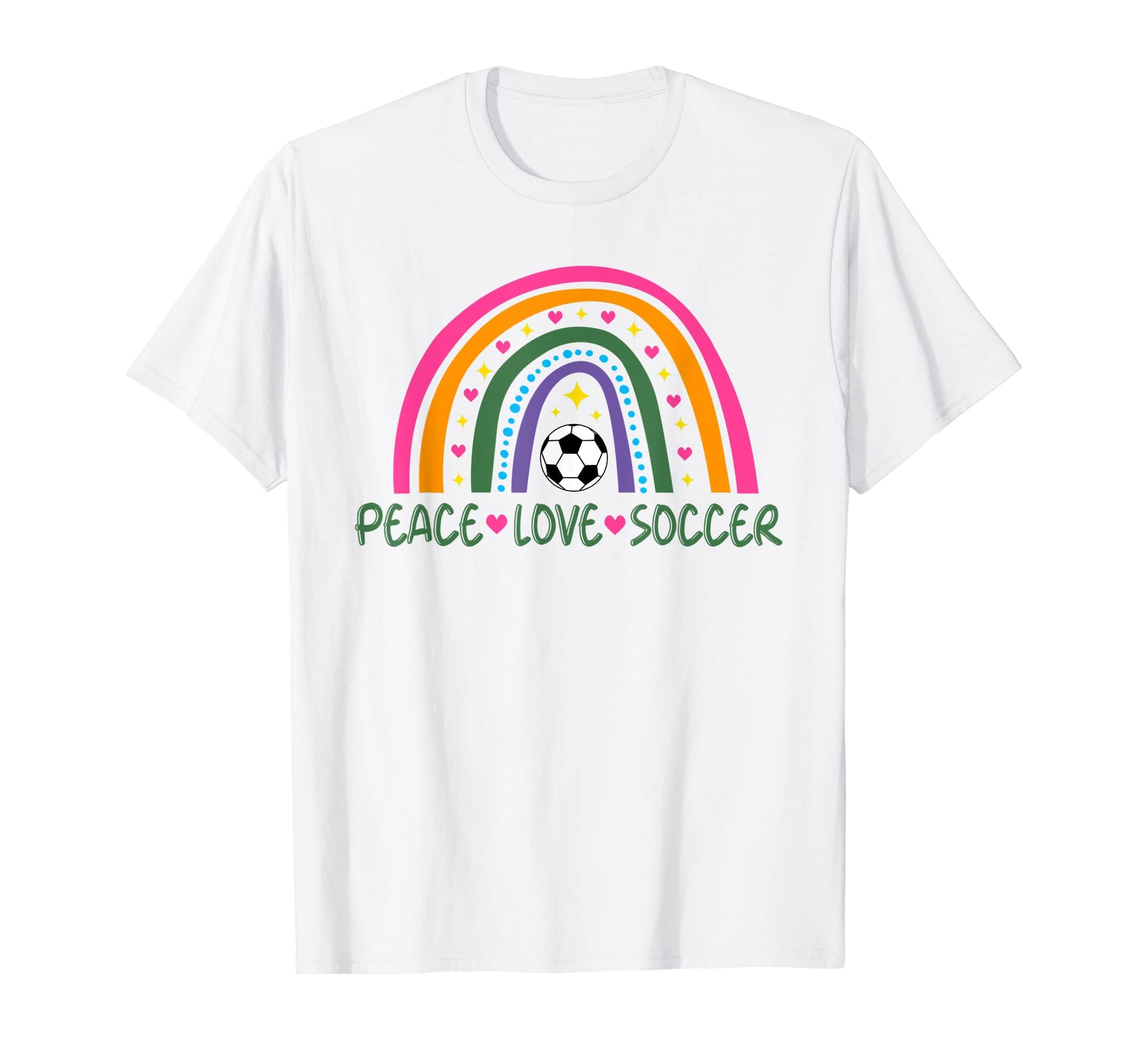 Peace Love Soccer Player Rainbow Teen T-Shirt - Aesthetic Graphic Unisex - T-Shirt, Sweatshirt, Hoodie