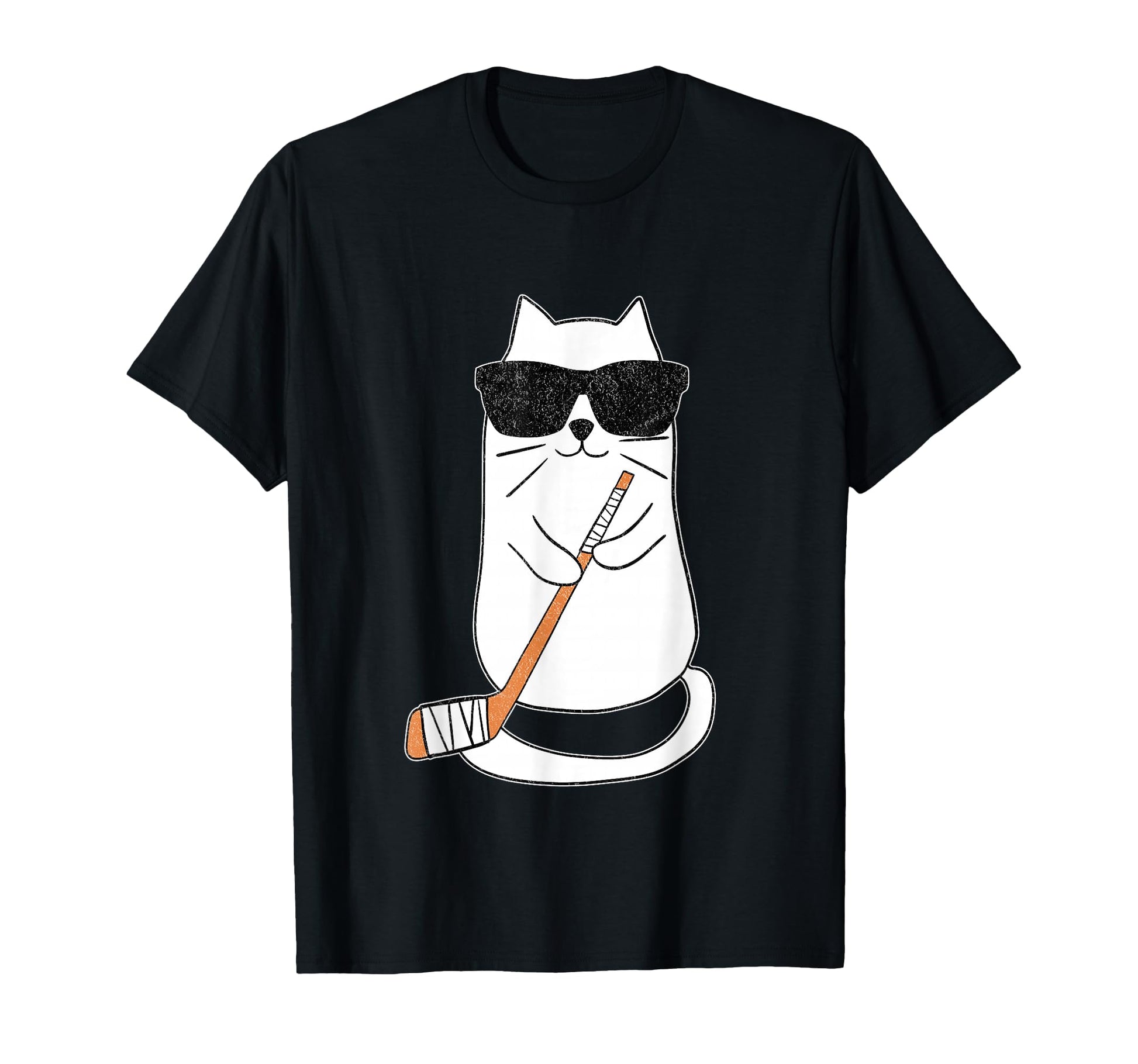 Ice Hockey Cat Hockey Player Stick T-Shirt - Unique Graphic Unisex - T-Shirt, Sweatshirt, Hoodie