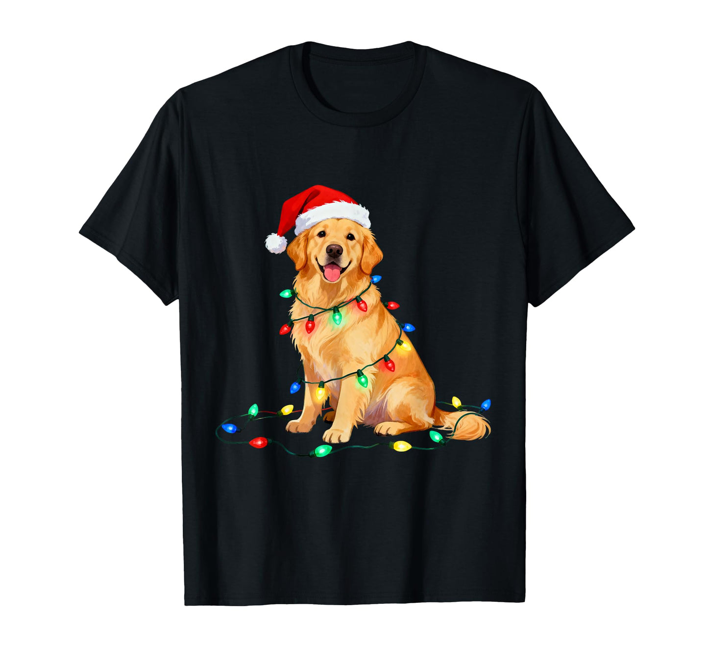 Golden Retriever Santa Hat Dog Mom T-Shirt - Minimalist Print for Adults - T-Shirt, Sweatshirt, Hoodie