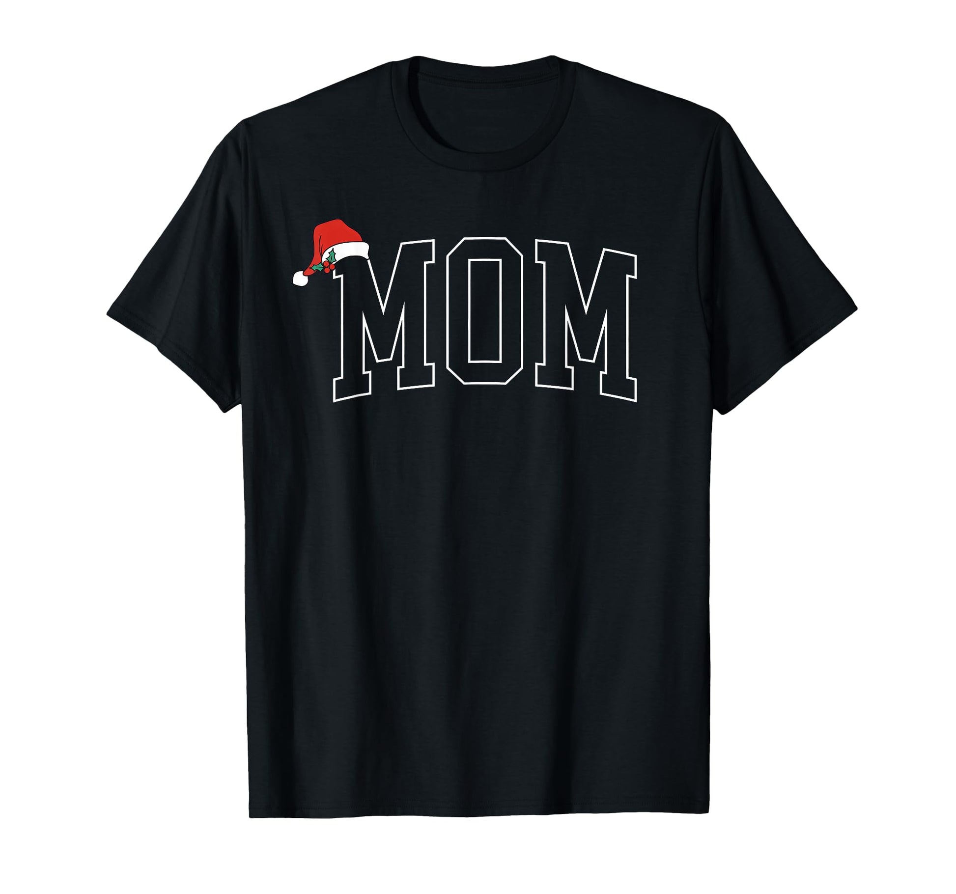 Mom Merry Santa Hat Holiday Family T-Shirt - Trendy Graphic for Adults - T-Shirt, Sweatshirt, Hoodie