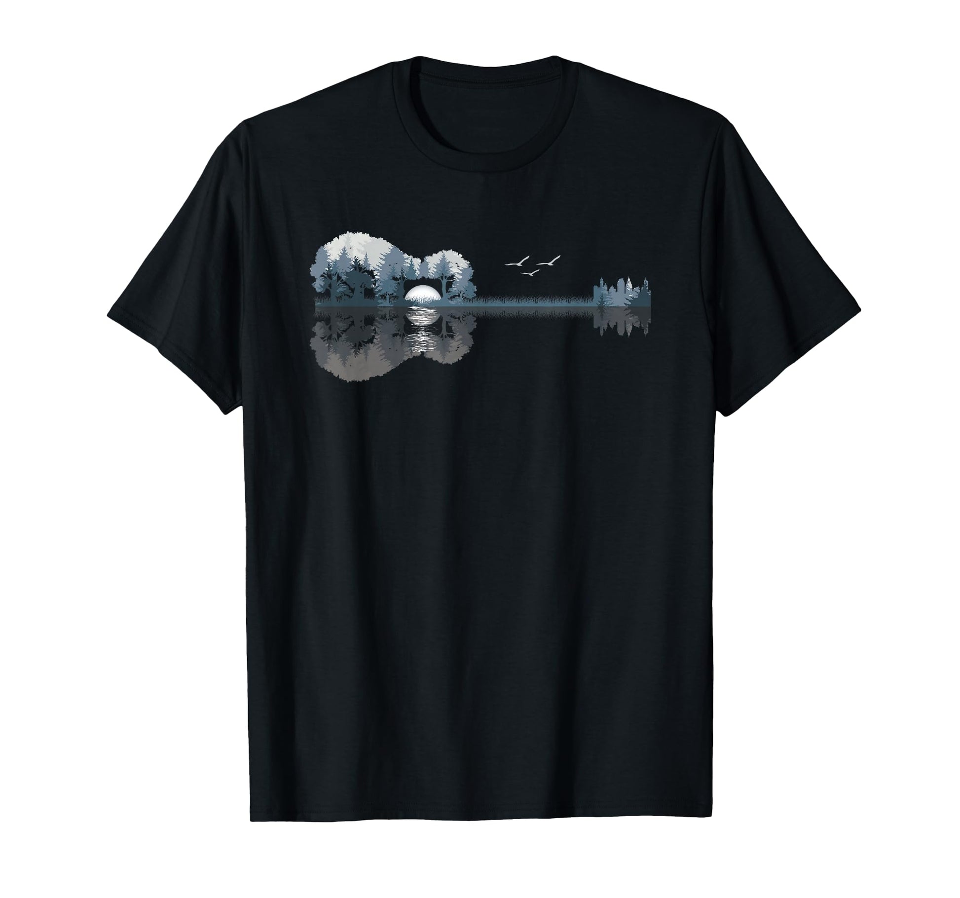 Acoustic Guitar Lake Music T-Shirt - Casual Everyday Wear Men Women - T-Shirt, Sweatshirt, Hoodie