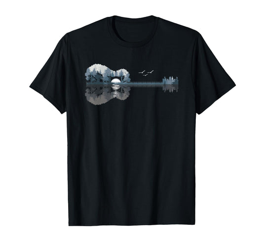 Acoustic Guitar Lake Music T-Shirt - Casual Everyday Wear Men Women - T-Shirt, Sweatshirt, Hoodie