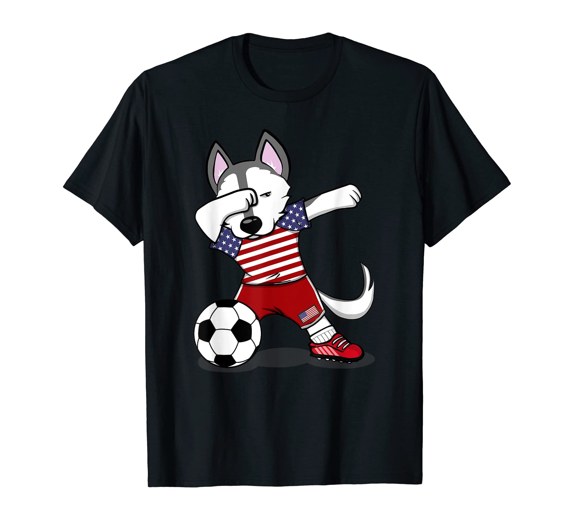 Dabbing Husky America Soccer Fans Jersey T-Shirt - Unique Graphic Unisex - T-Shirt, Sweatshirt, Hoodie