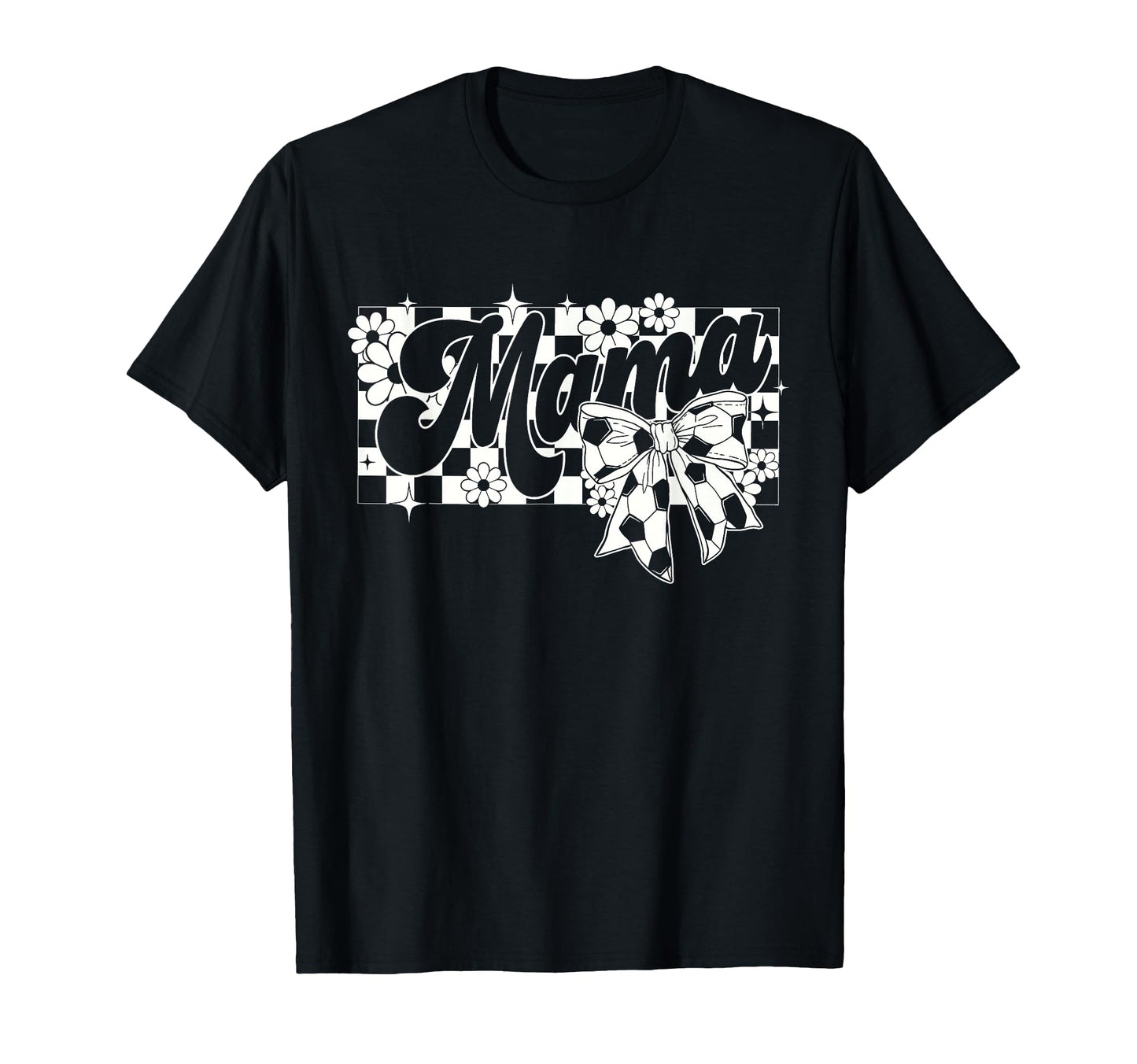 Soccer Mama Checkered Bow T-Shirt - Casual Everyday Wear for Adults - T-Shirt, Sweatshirt, Hoodie