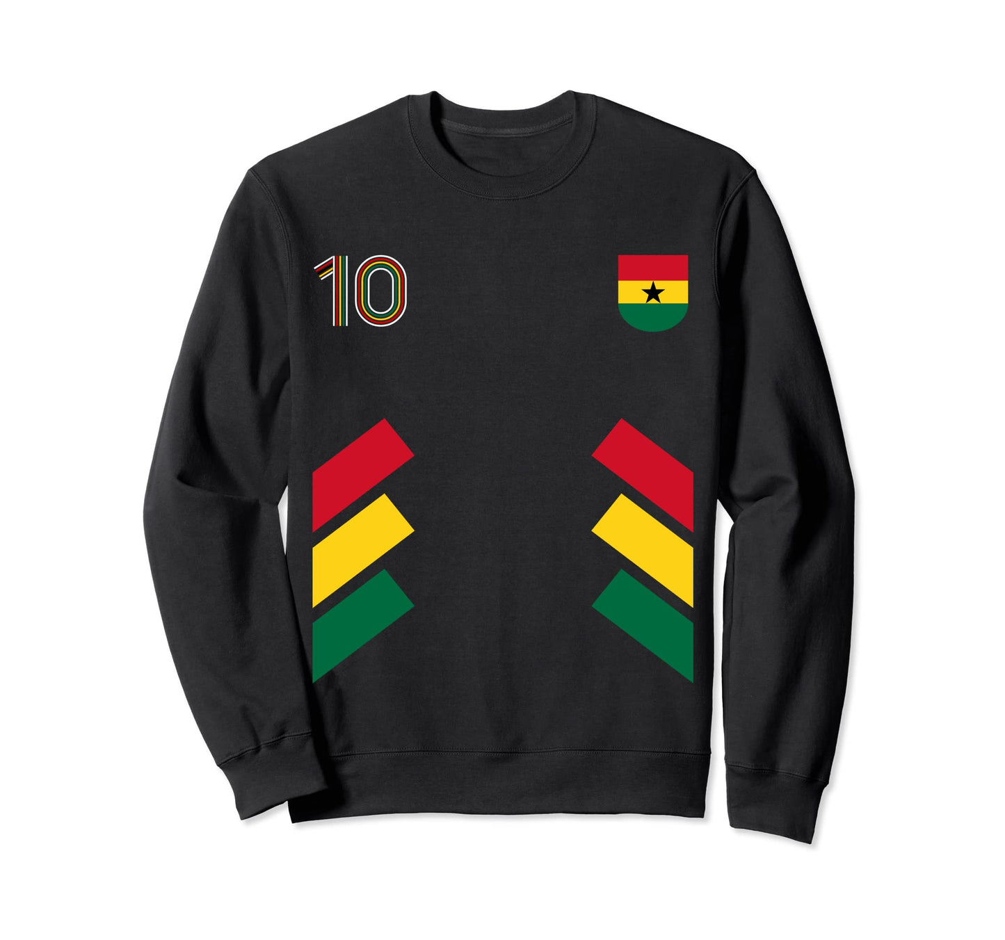 Retro10 Ghana Football Ghana Sweatshirt - Novelty Apparel for Adults - T-Shirt, Sweatshirt, Hoodie
