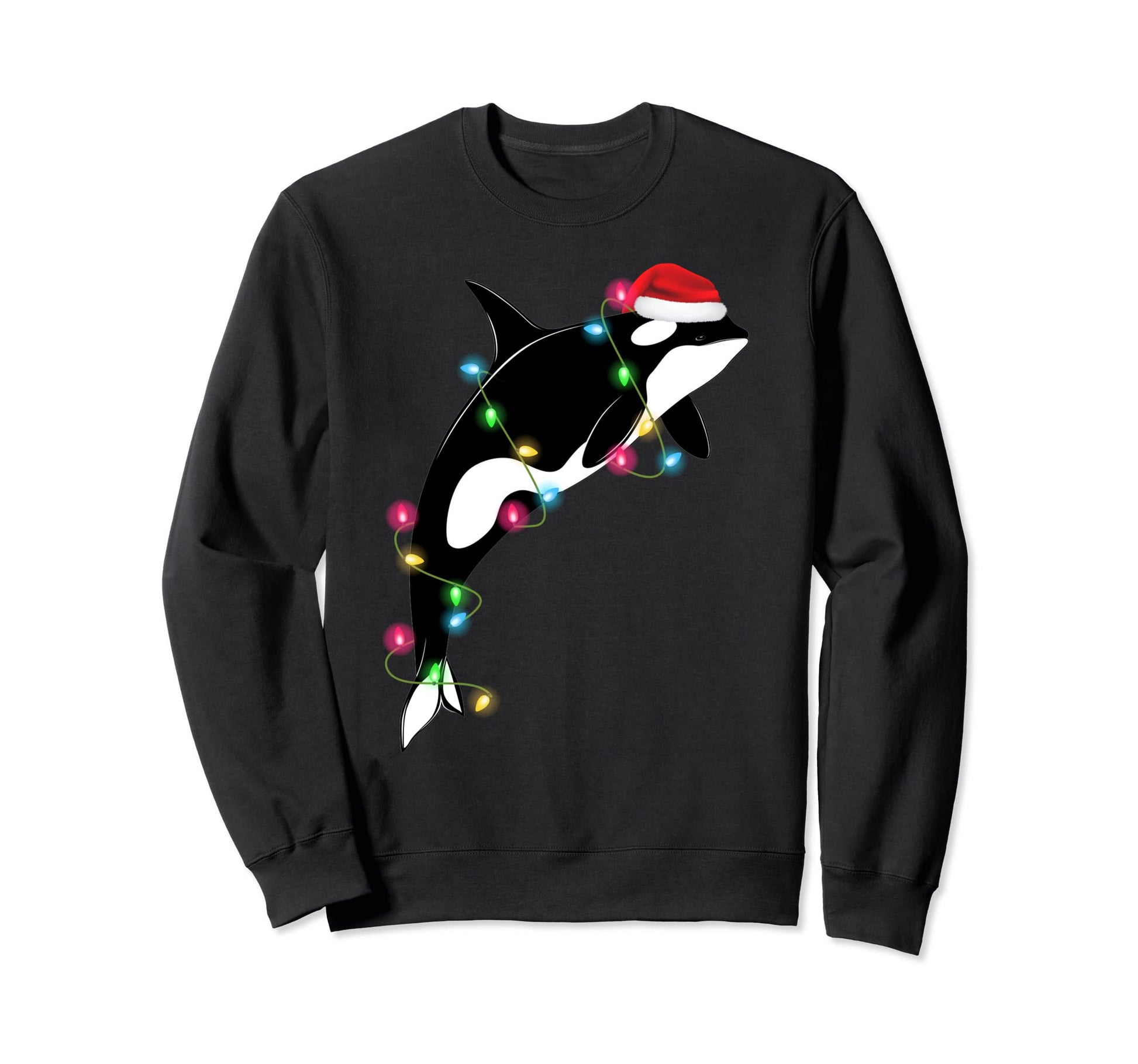 Funny Orca Killer Whale Santa Hat Sweatshirt - Aesthetic Graphic Men Women - T-Shirt, Sweatshirt, Hoodie