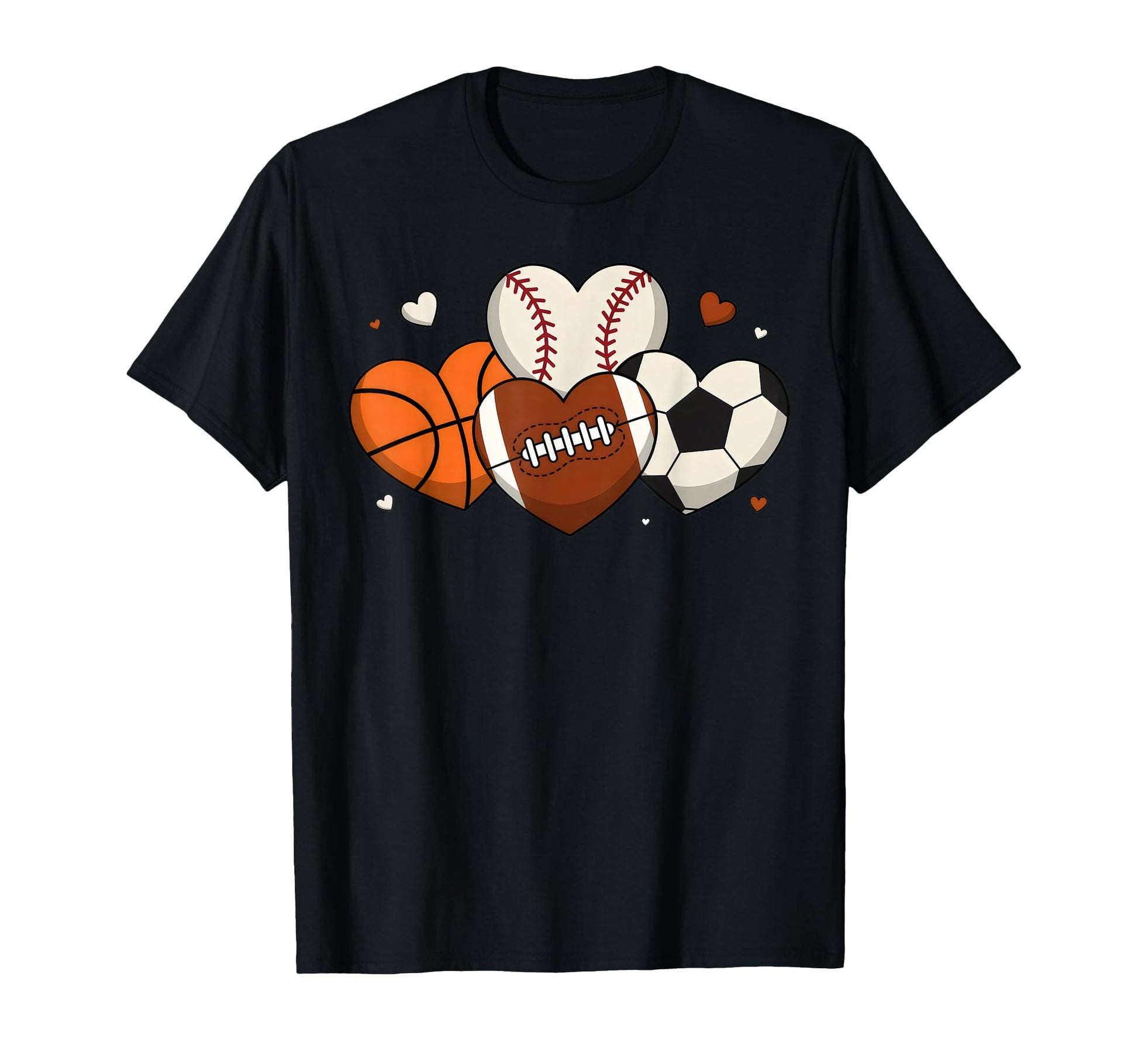 Heart Baseball Basketball Football Soccer T-Shirt - Trendy Graphic Unisex - T-Shirt, Sweatshirt, Hoodie
